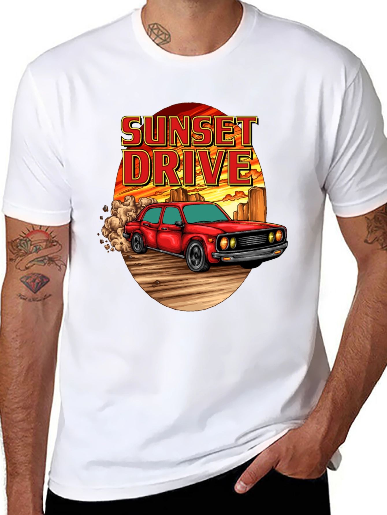 Sunset Drive Graphic T-Shirt - Classic Car Tee