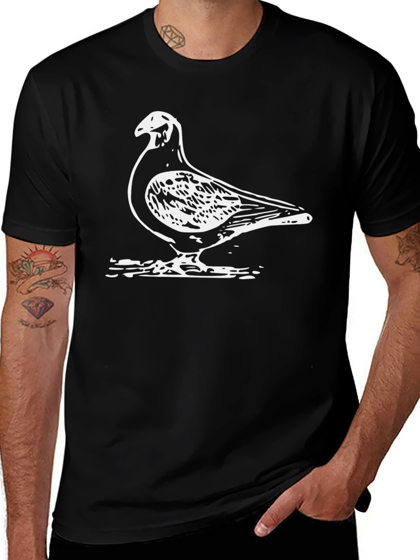 Pigeon Graphic Black T-Shirt