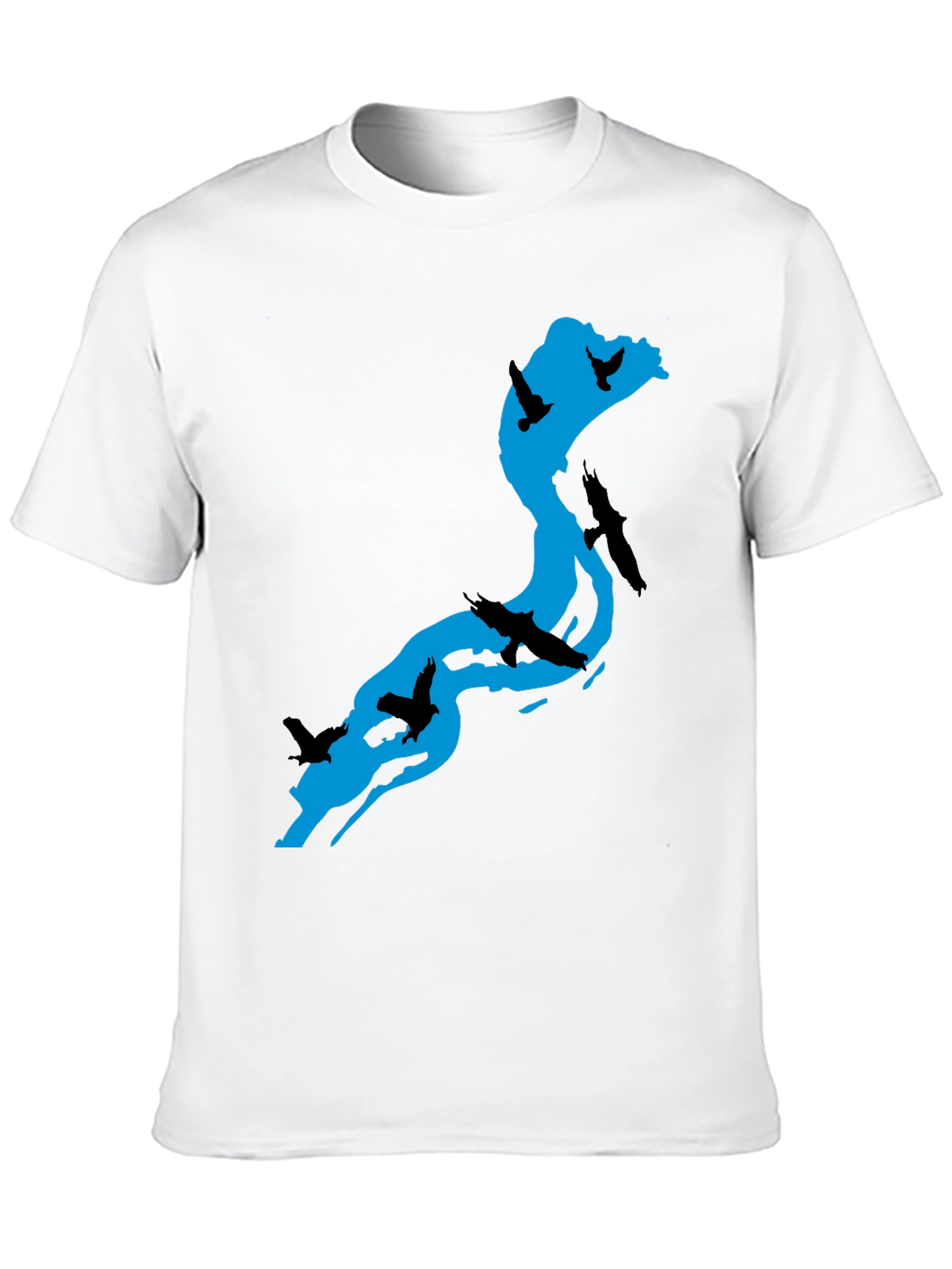 River Birds Graphic T-Shirt - Black Cotton Tee