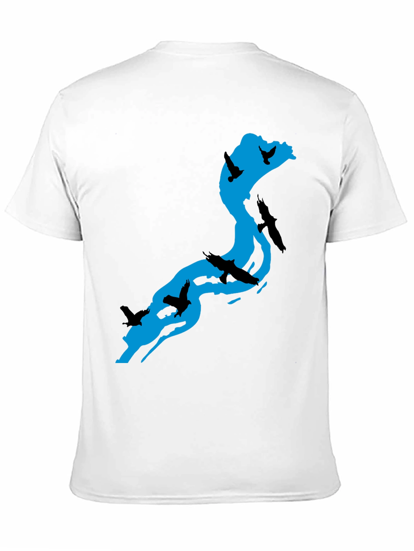 River Birds Graphic T-Shirt - Black Cotton Tee
