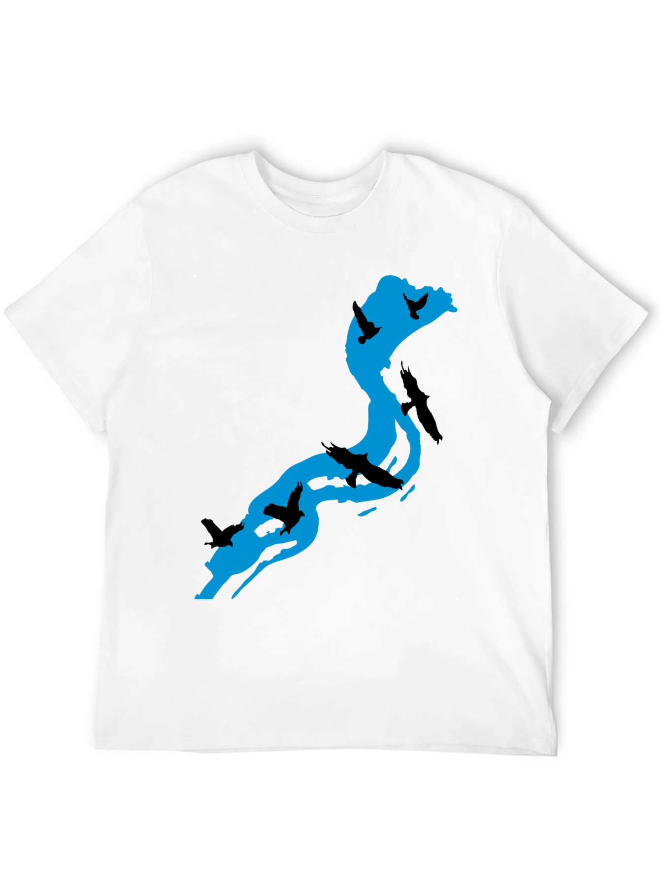 River Birds Graphic T-Shirt - Black Cotton Tee