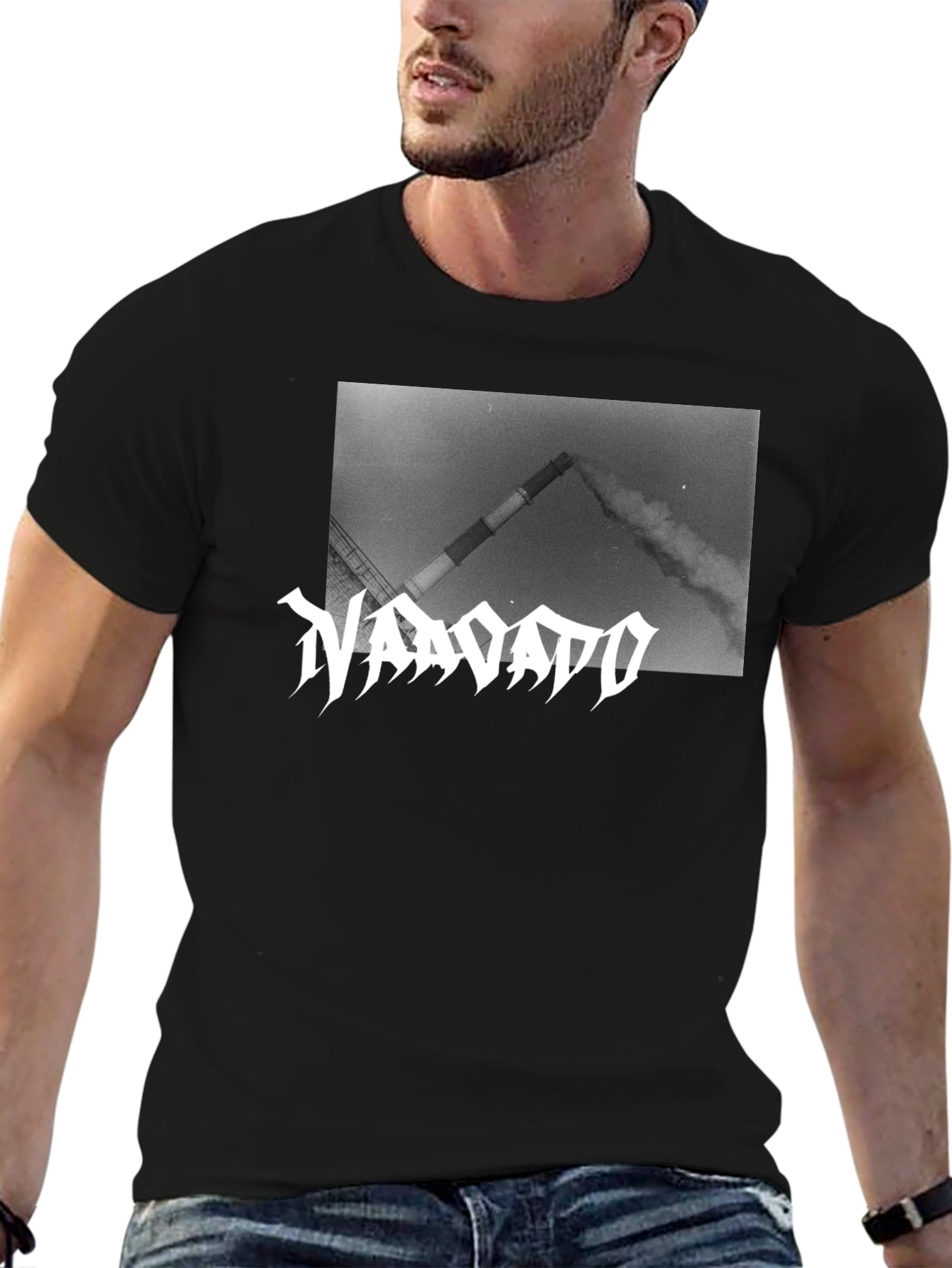 Industrial T-Shirt - Black Cotton Graphic Tee