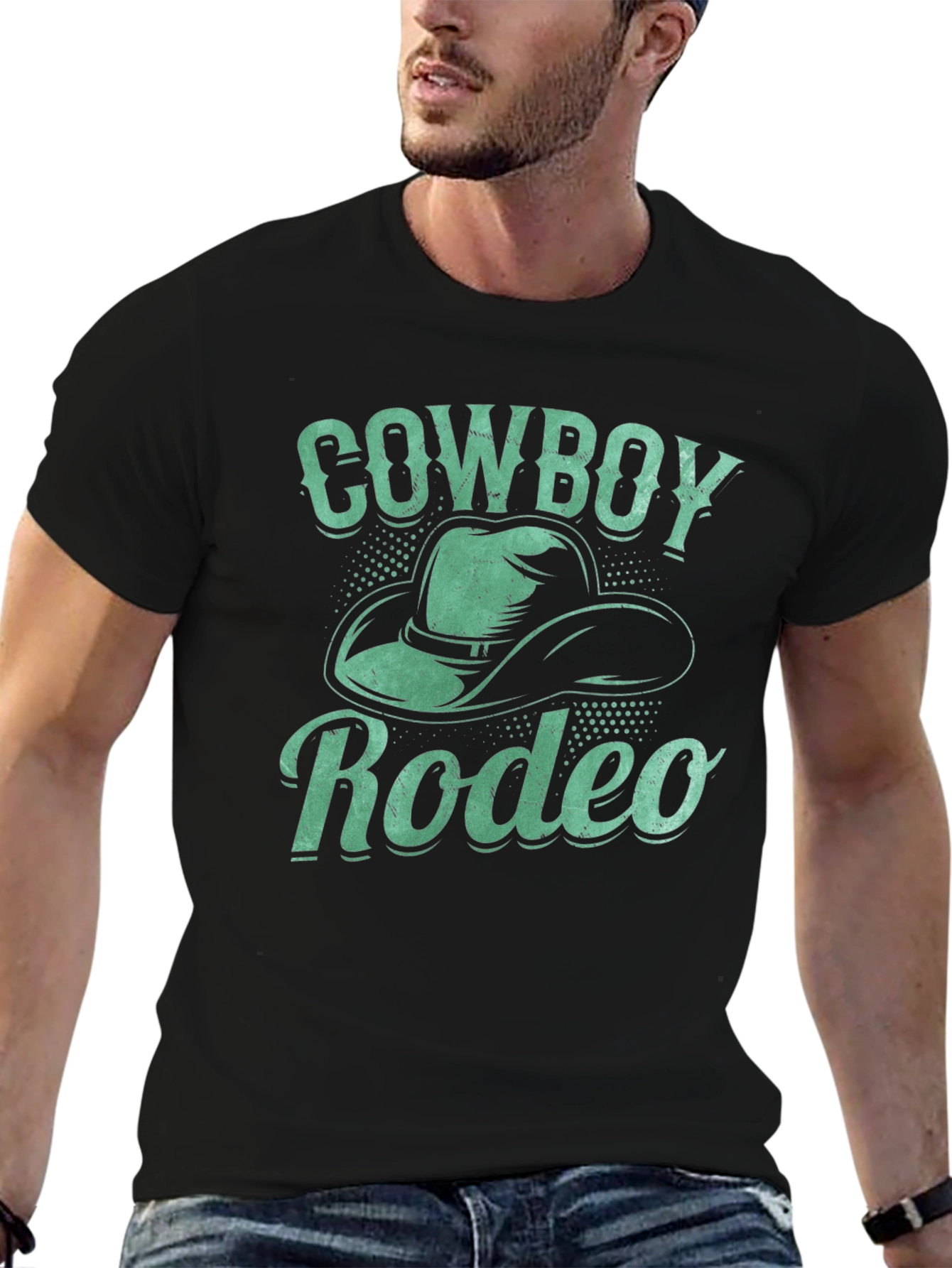 Cowboy Rodeo Graphic Tee - Western Style Black T-Shirt