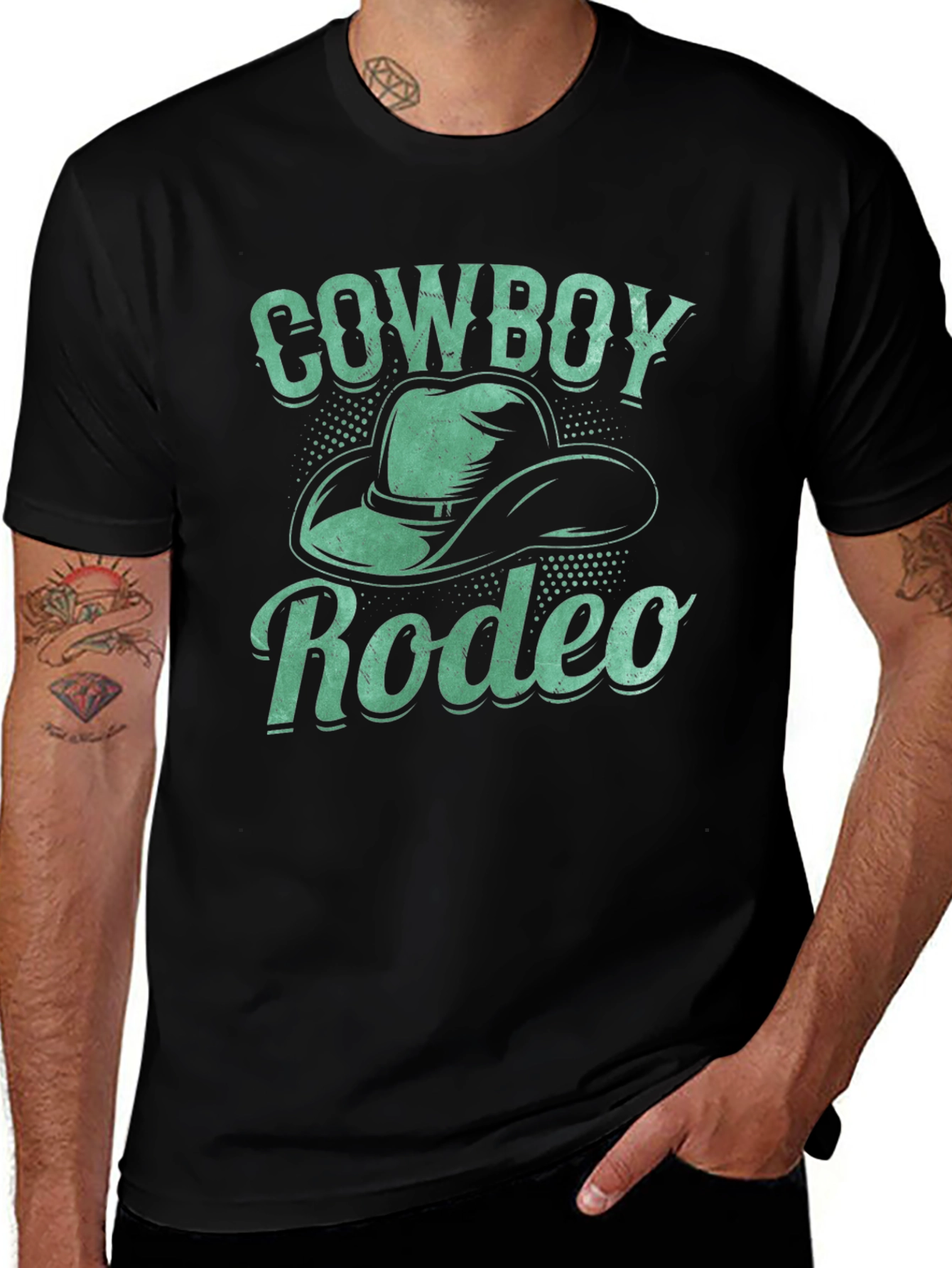 Cowboy Rodeo Graphic Tee - Western Style Black T-Shirt