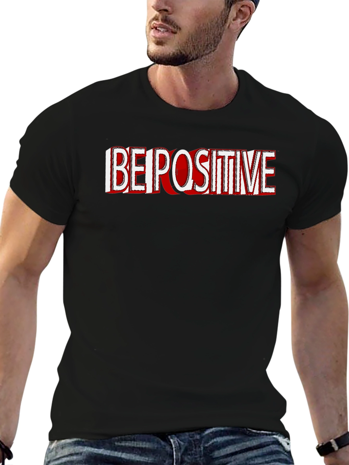 Be Positive Black Graphic Tee