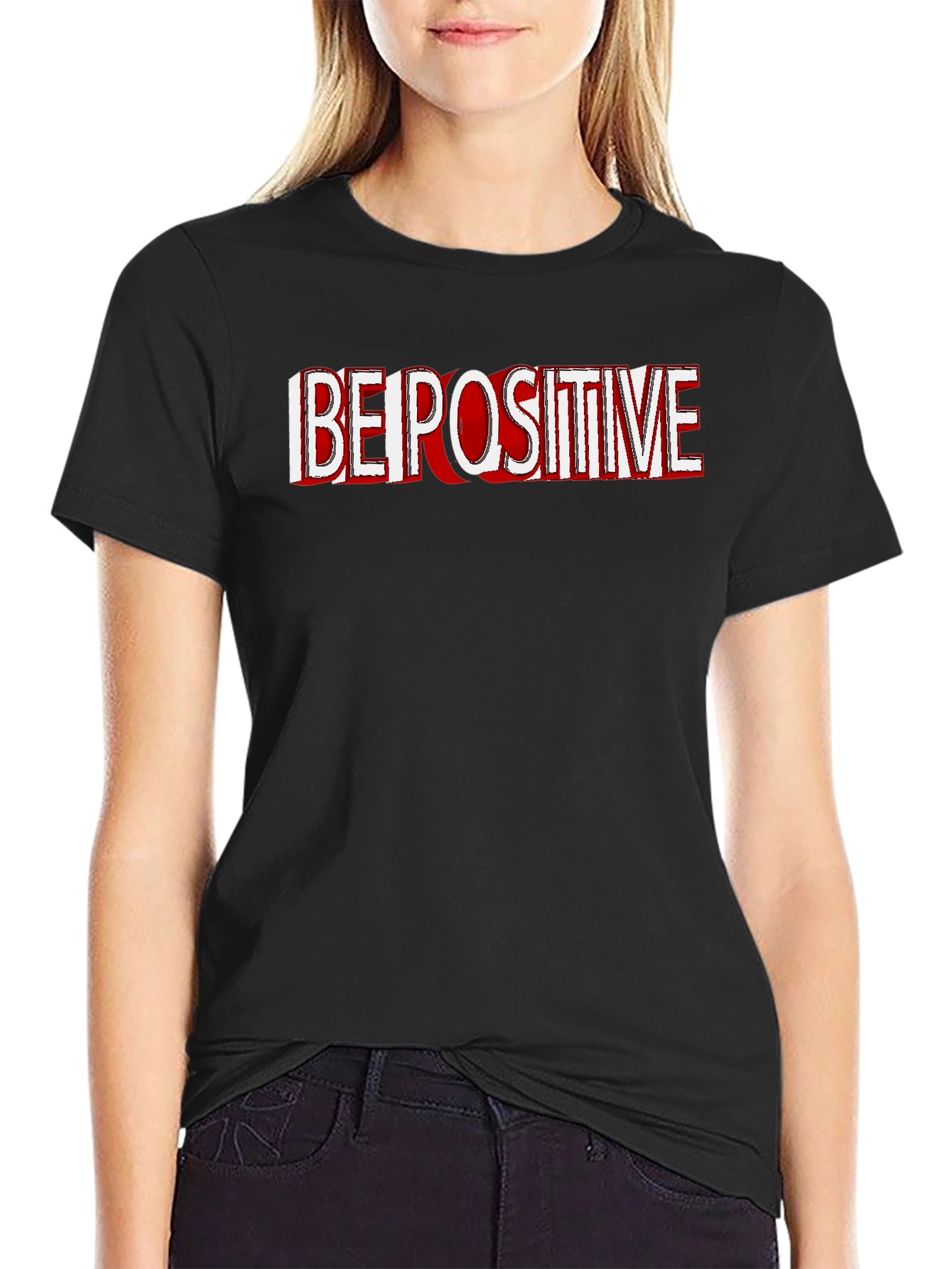 Be Positive Black Graphic Tee