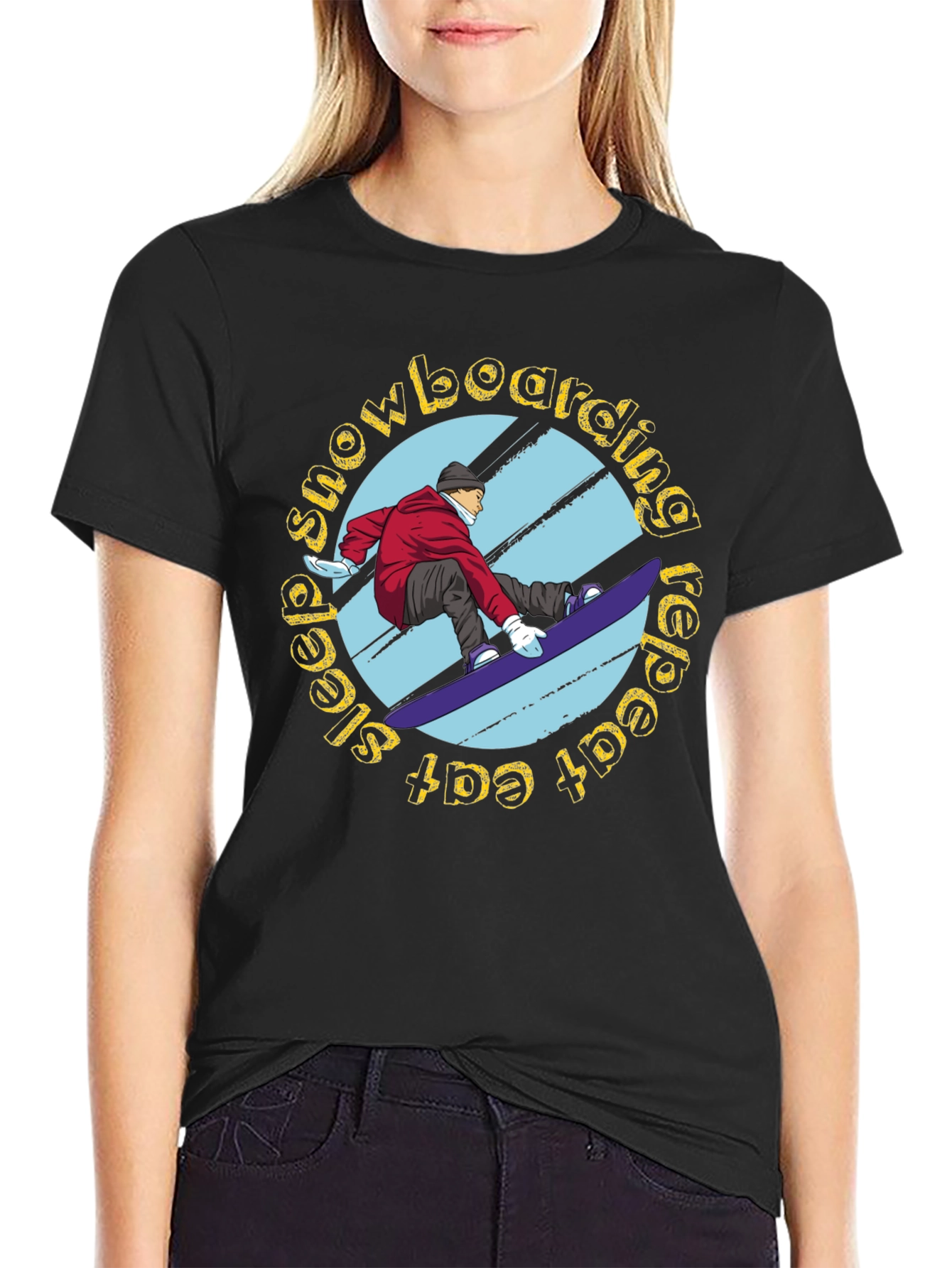 Snowboarding Graphic Tee - Eat Sleep Snowboard Repeat