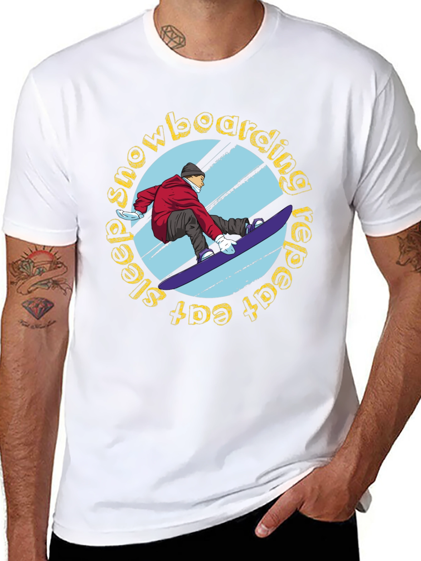 Snowboarding Graphic Tee - Eat Sleep Snowboard Repeat
