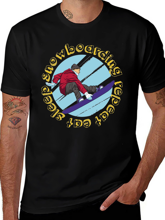 Snowboarding Graphic Tee - Eat Sleep Snowboard Repeat