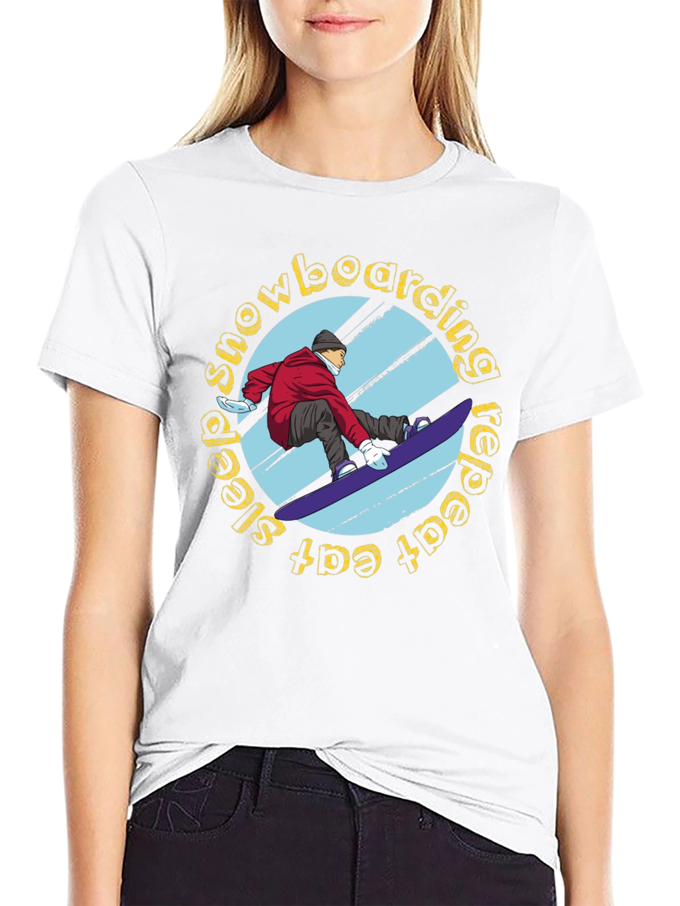 Snowboarding Graphic Tee - Eat Sleep Snowboard Repeat