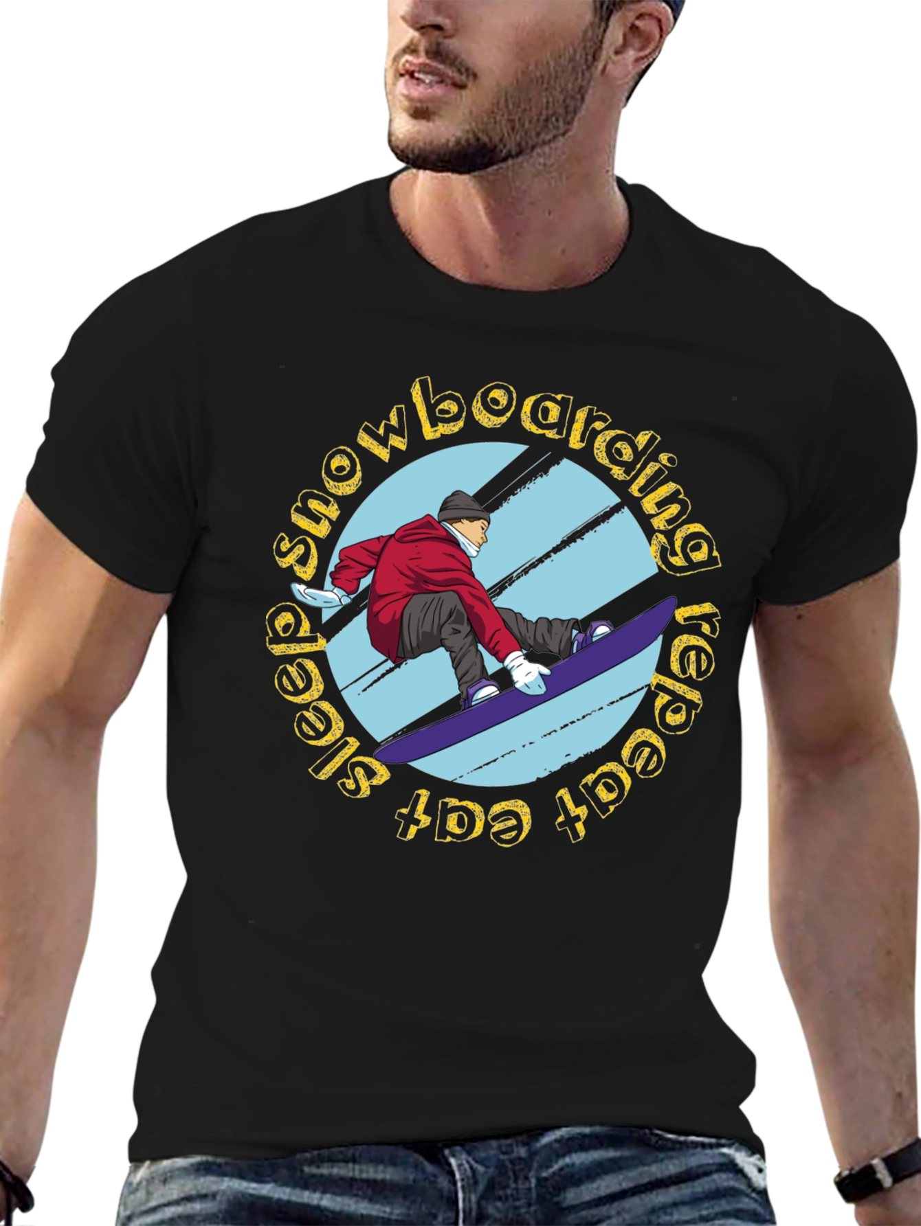 Snowboarding Graphic Tee - Eat Sleep Snowboard Repeat