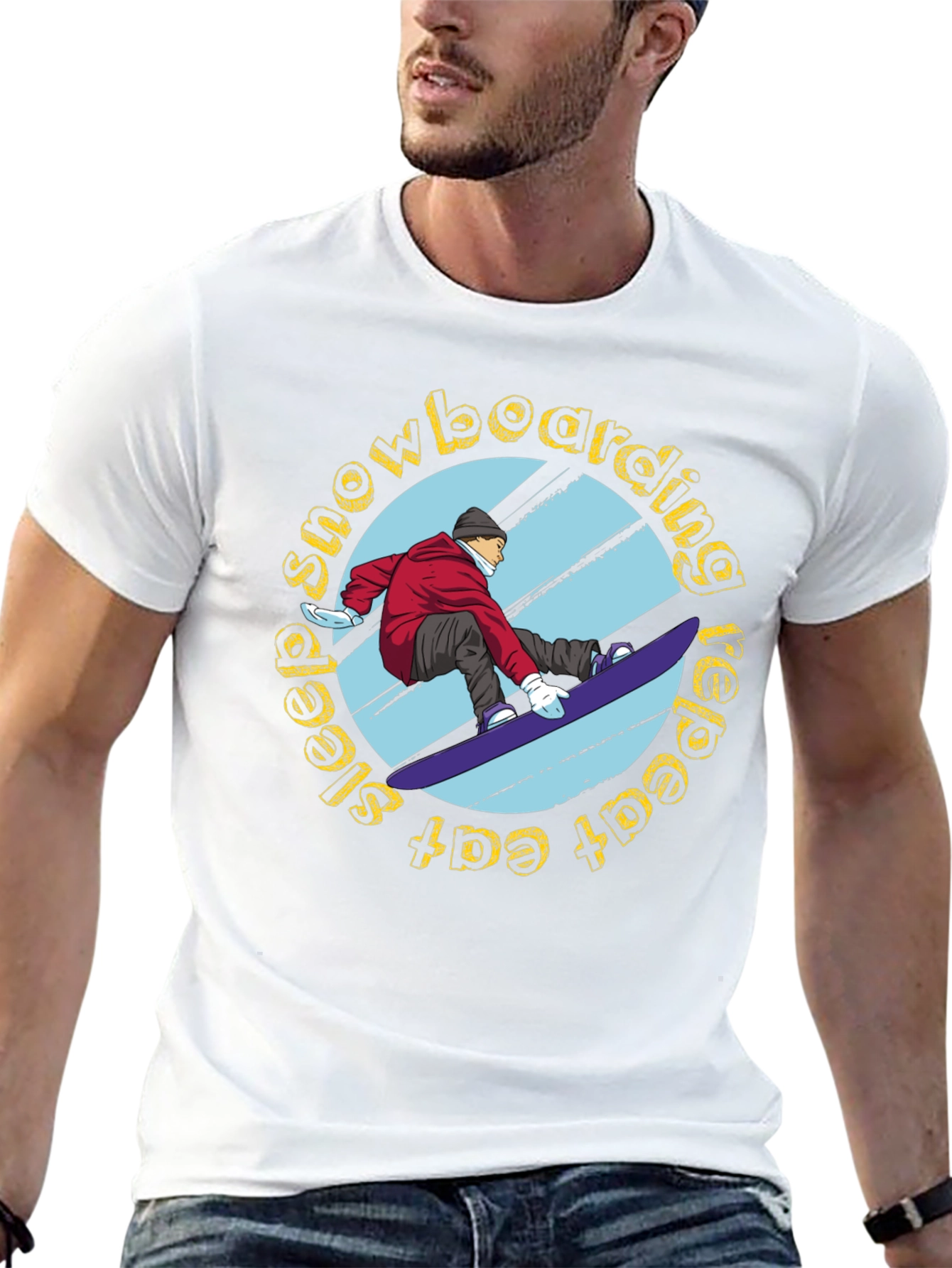 Snowboarding Graphic Tee - Eat Sleep Snowboard Repeat