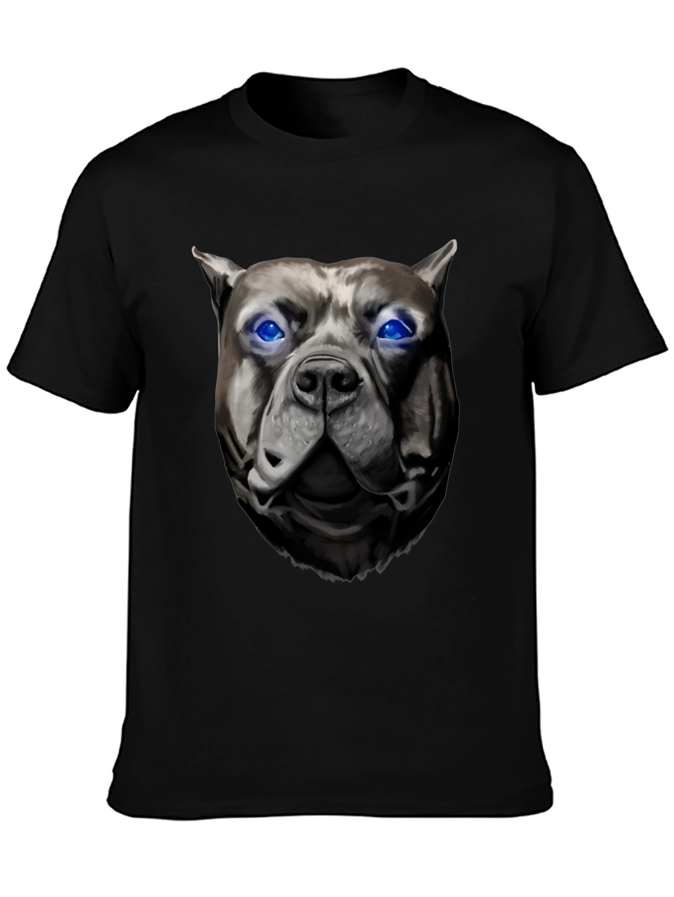 Cool Pitbull Dog Head Black T-Shirt