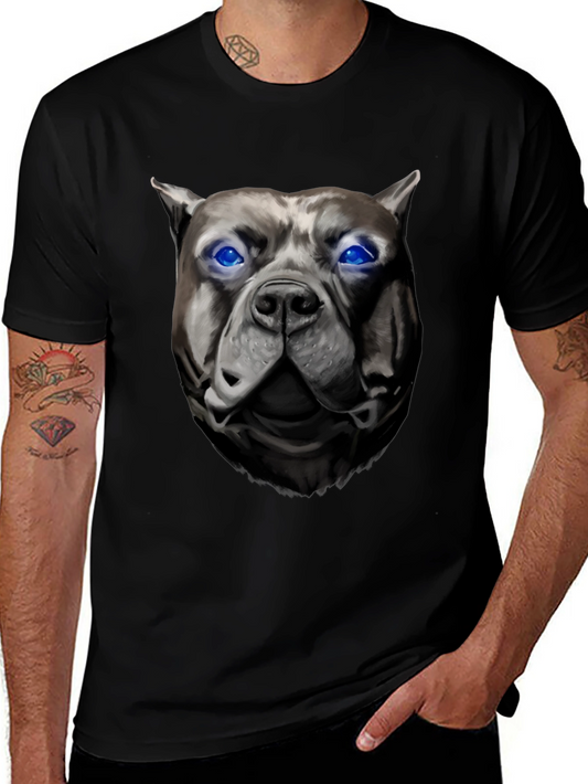 Cool Pitbull Dog Head Black T-Shirt