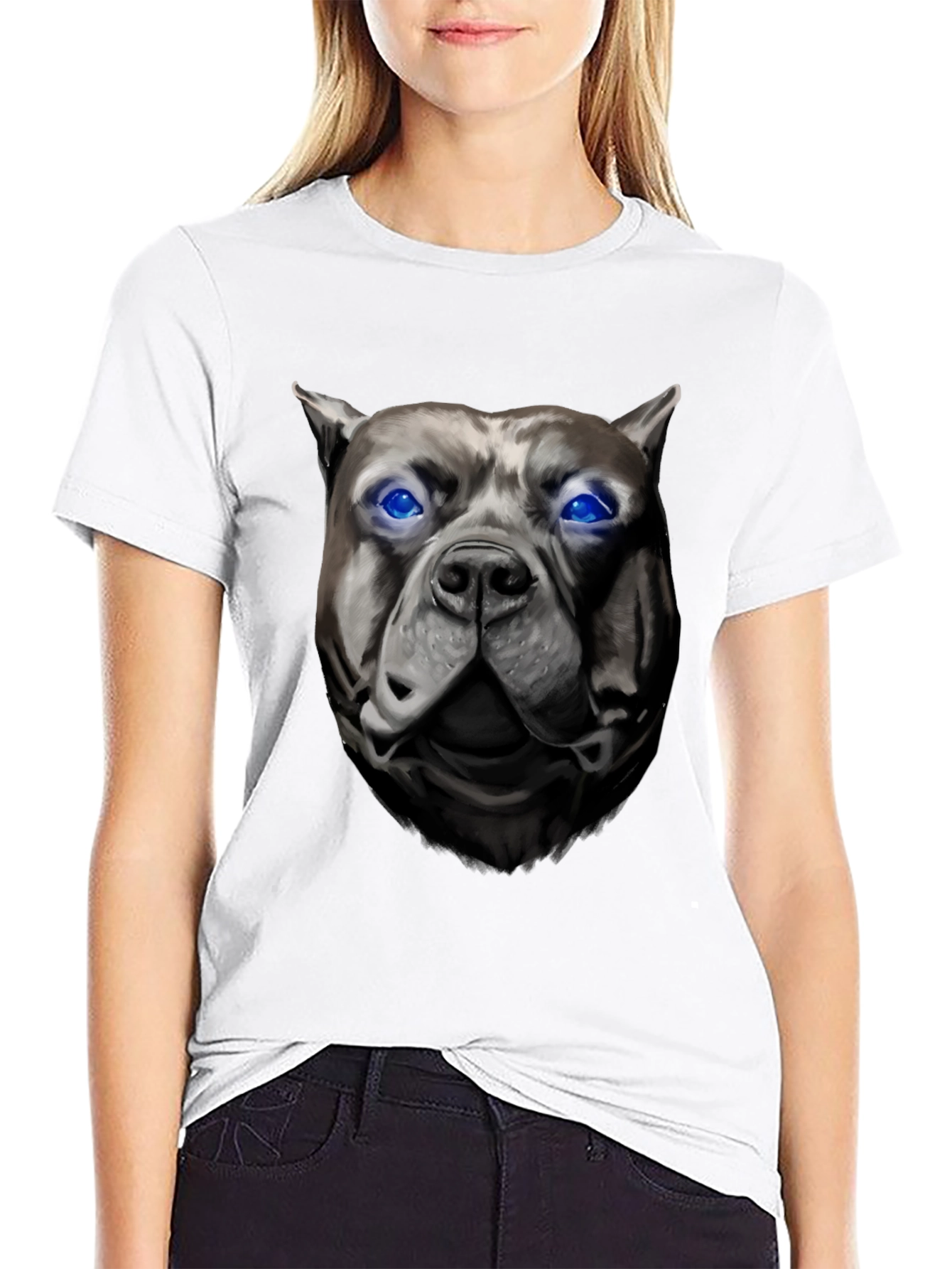 Cool Pitbull Dog Head Black T-Shirt