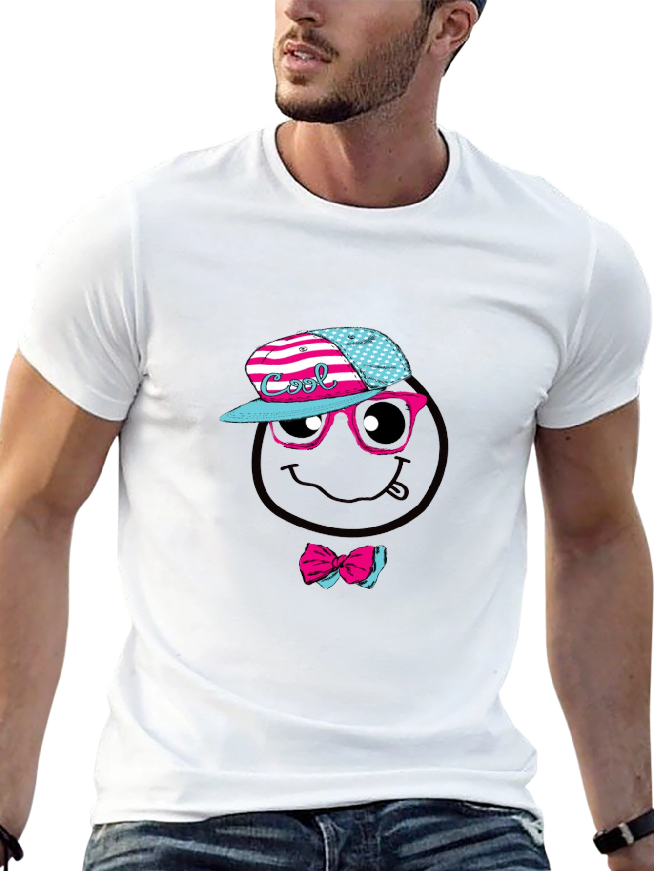 Cool Smiley Face Graphic T-Shirt