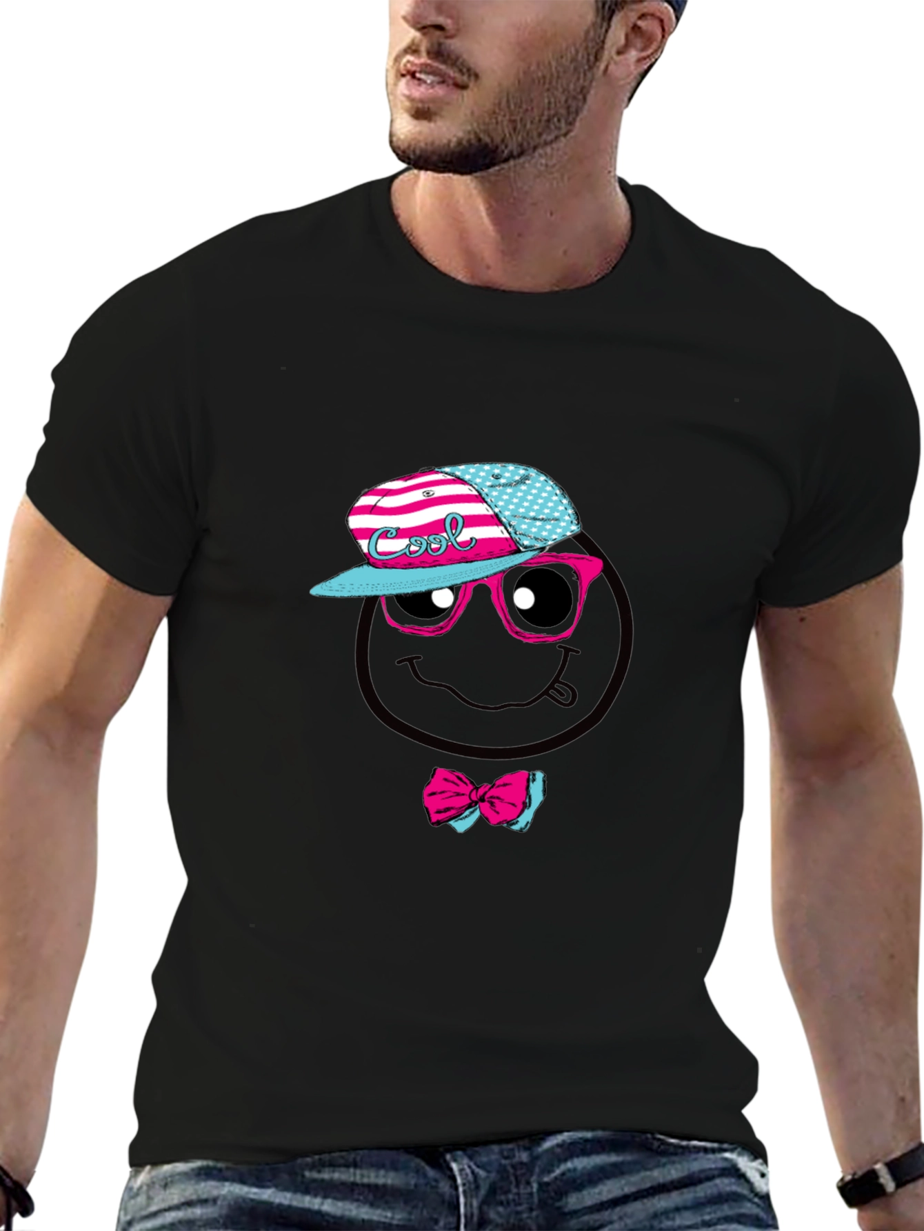 Cool Smiley Face Graphic T-Shirt