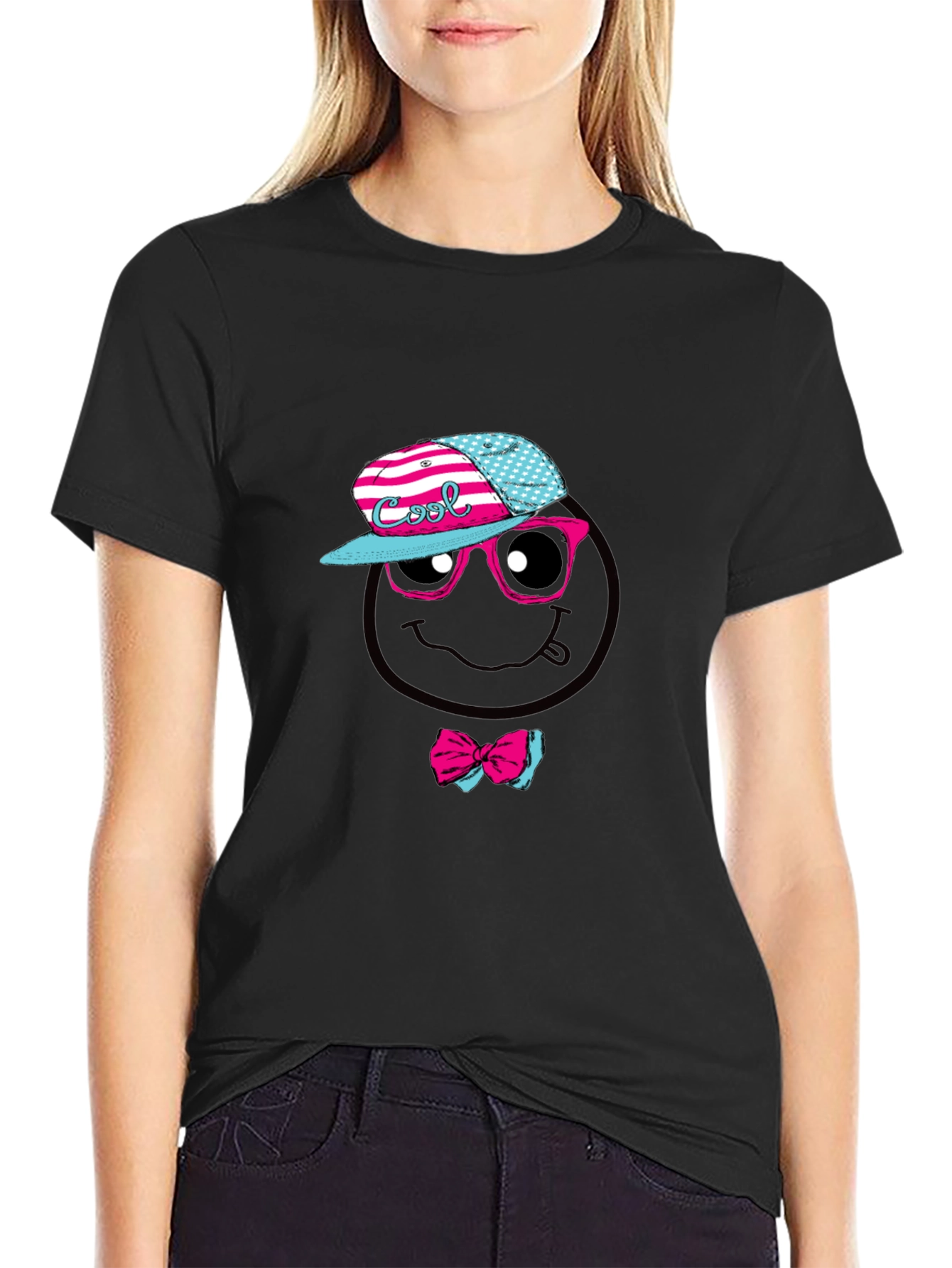 Cool Smiley Face Graphic T-Shirt