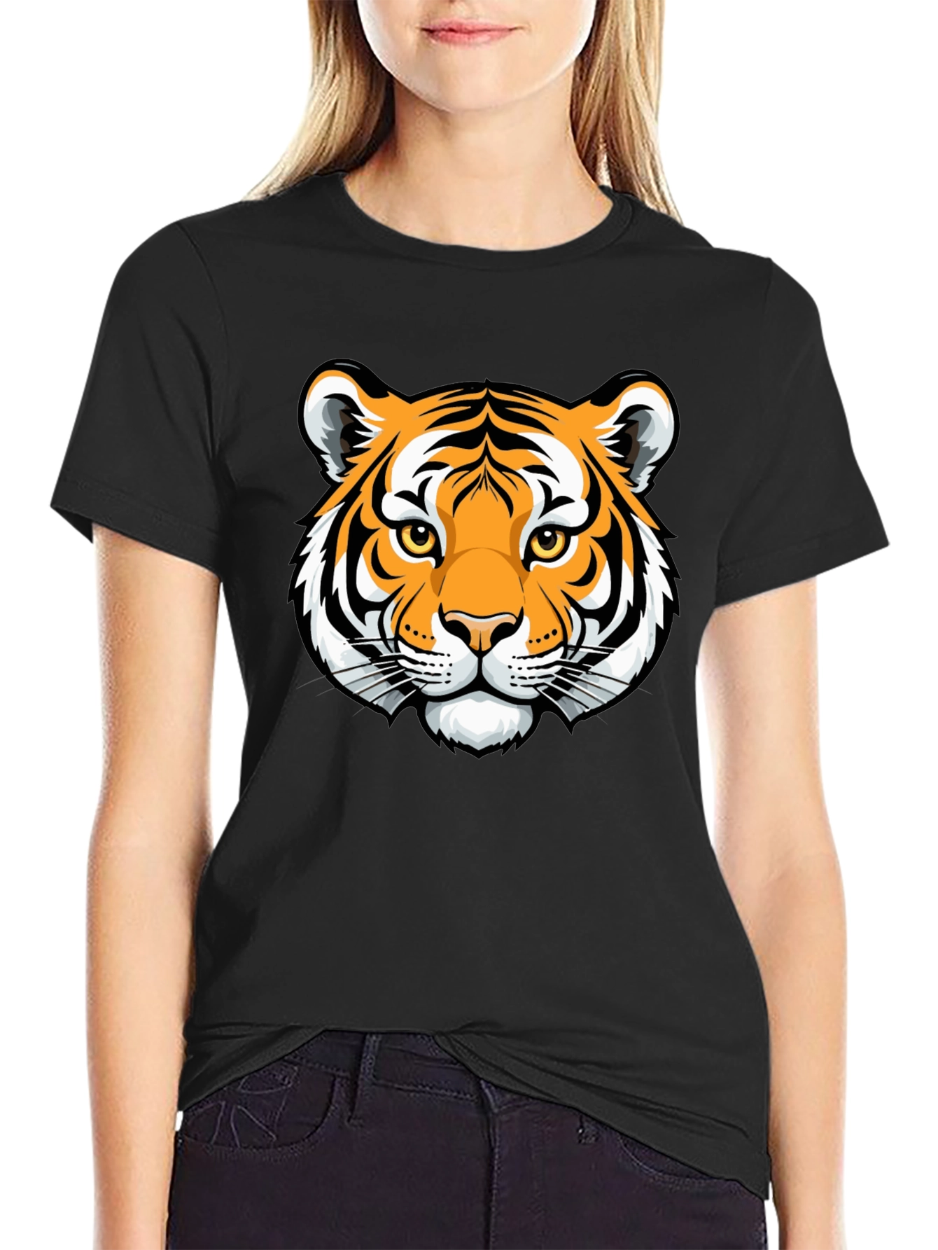 Tiger Graphic Black T-Shirt - Stylish Animal Print Tee