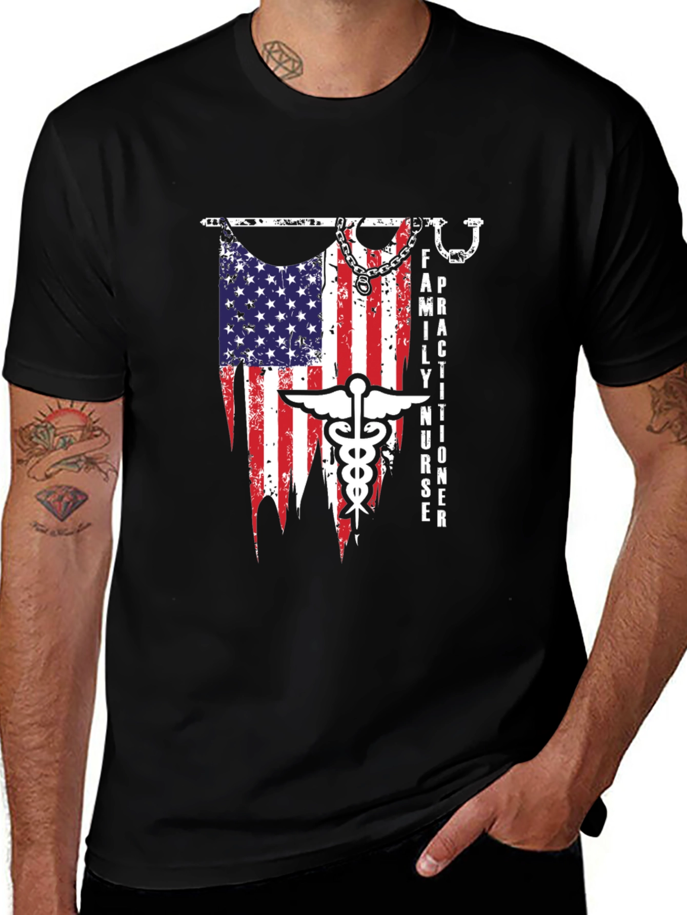 Family Nurse Practitioner USA Flag T-Shirt