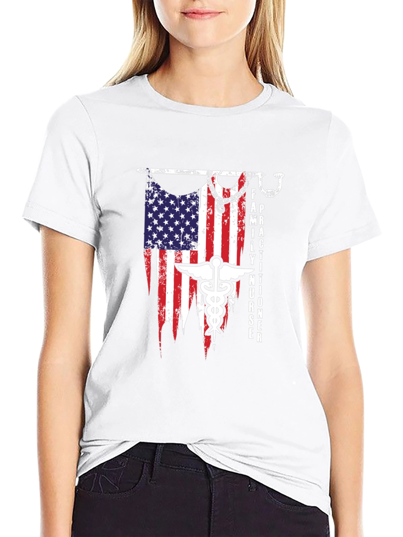 Family Nurse Practitioner USA Flag T-Shirt
