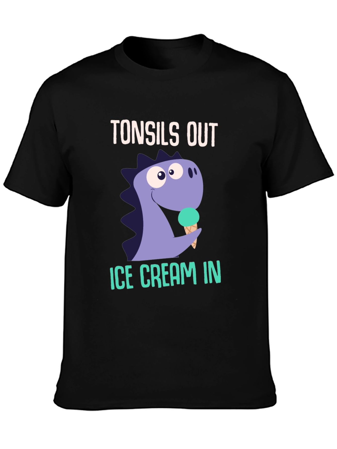 Tonsils Out Ice Cream In Dinosaur Graphic T-Shirt