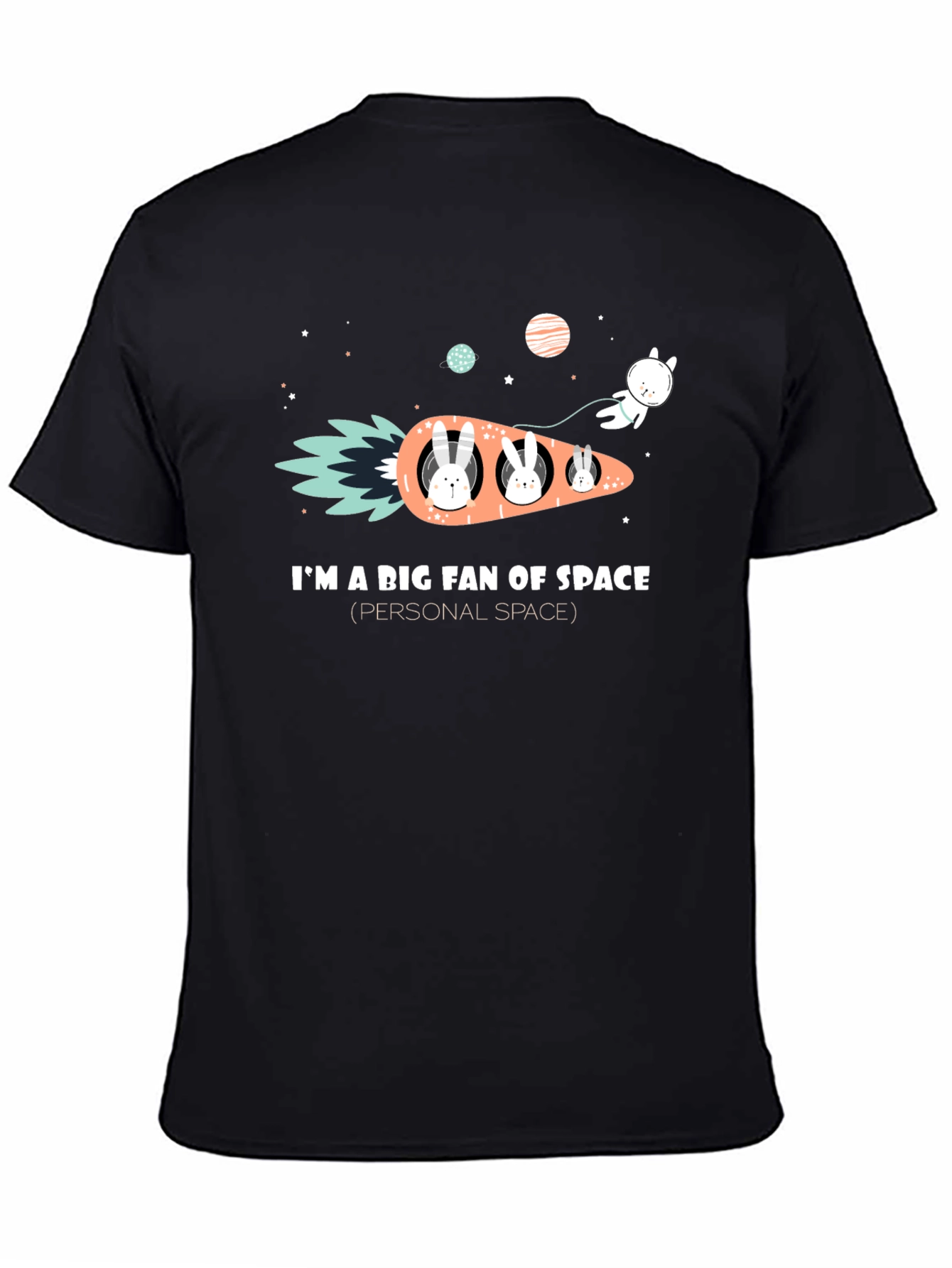 Space Fan Rabbit Carrot Rocket T-Shirt