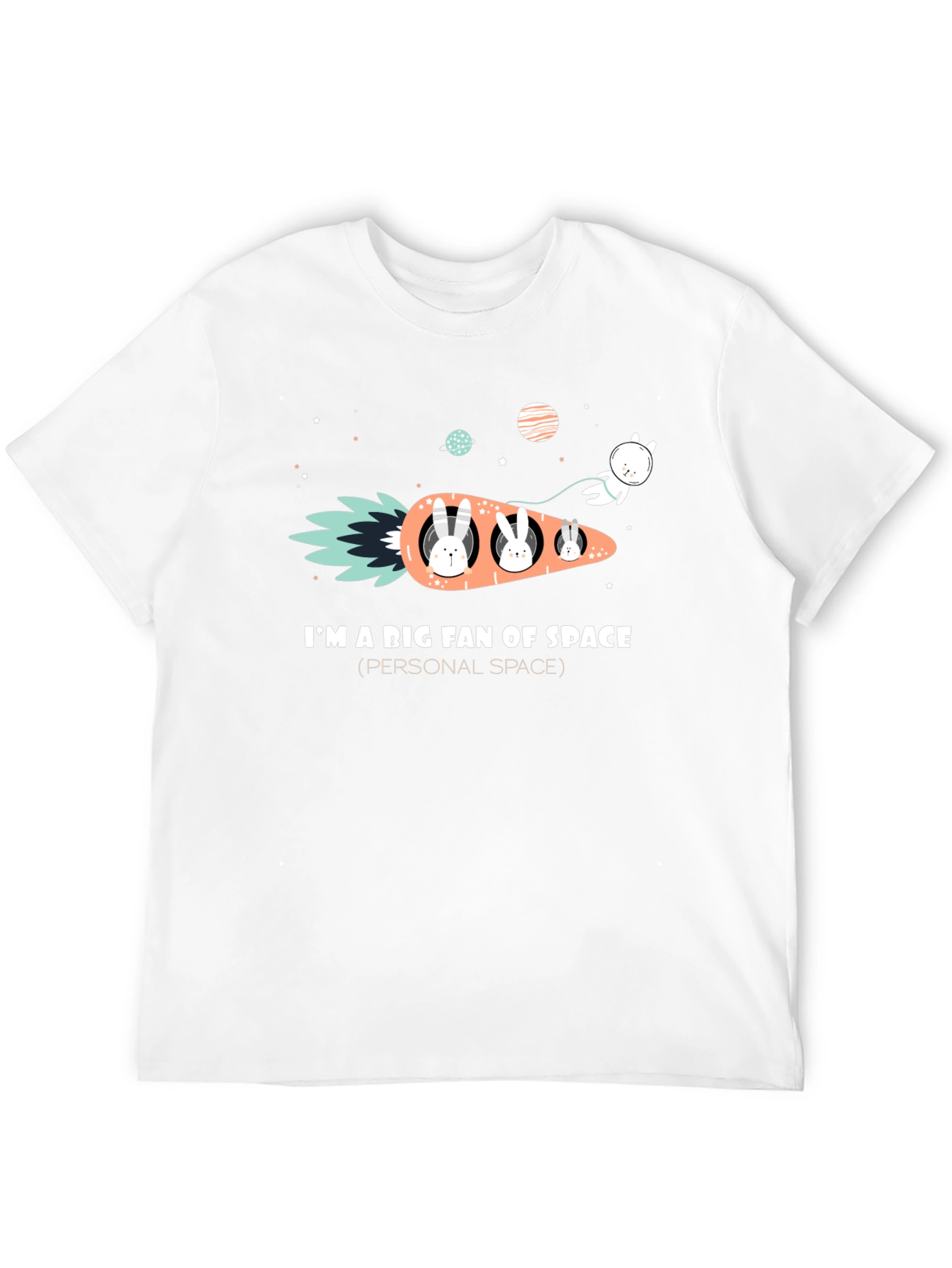 Space Fan Rabbit Carrot Rocket T-Shirt