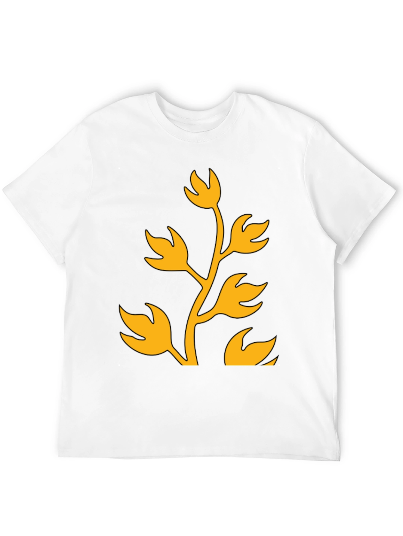 Floral Design T-Shirt - Black with Gold Print