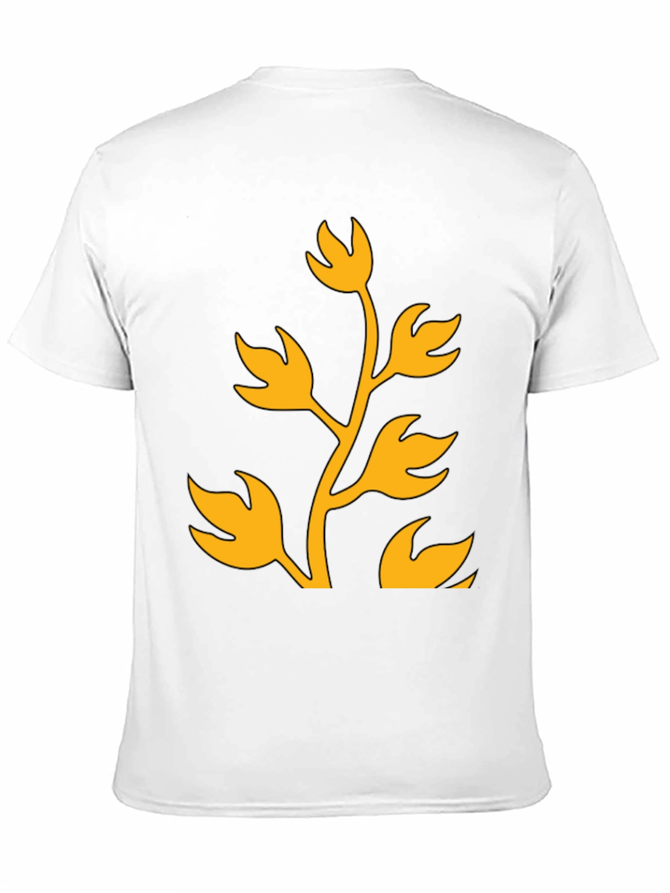 Floral Design T-Shirt - Black with Gold Print