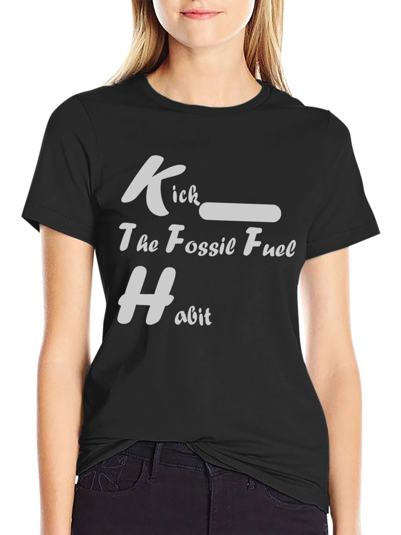 Eco-Friendly Kick the Fossil Fuel Habit Black T-Shirt