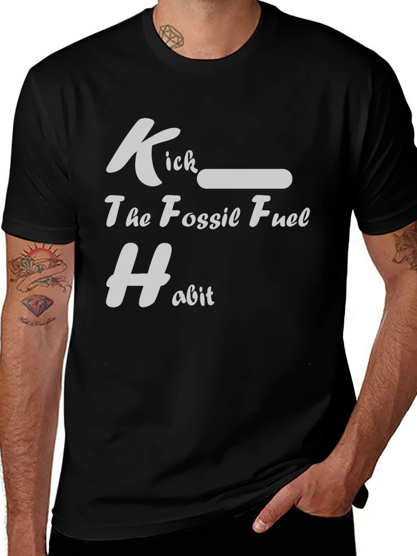 Eco-Friendly Kick the Fossil Fuel Habit Black T-Shirt