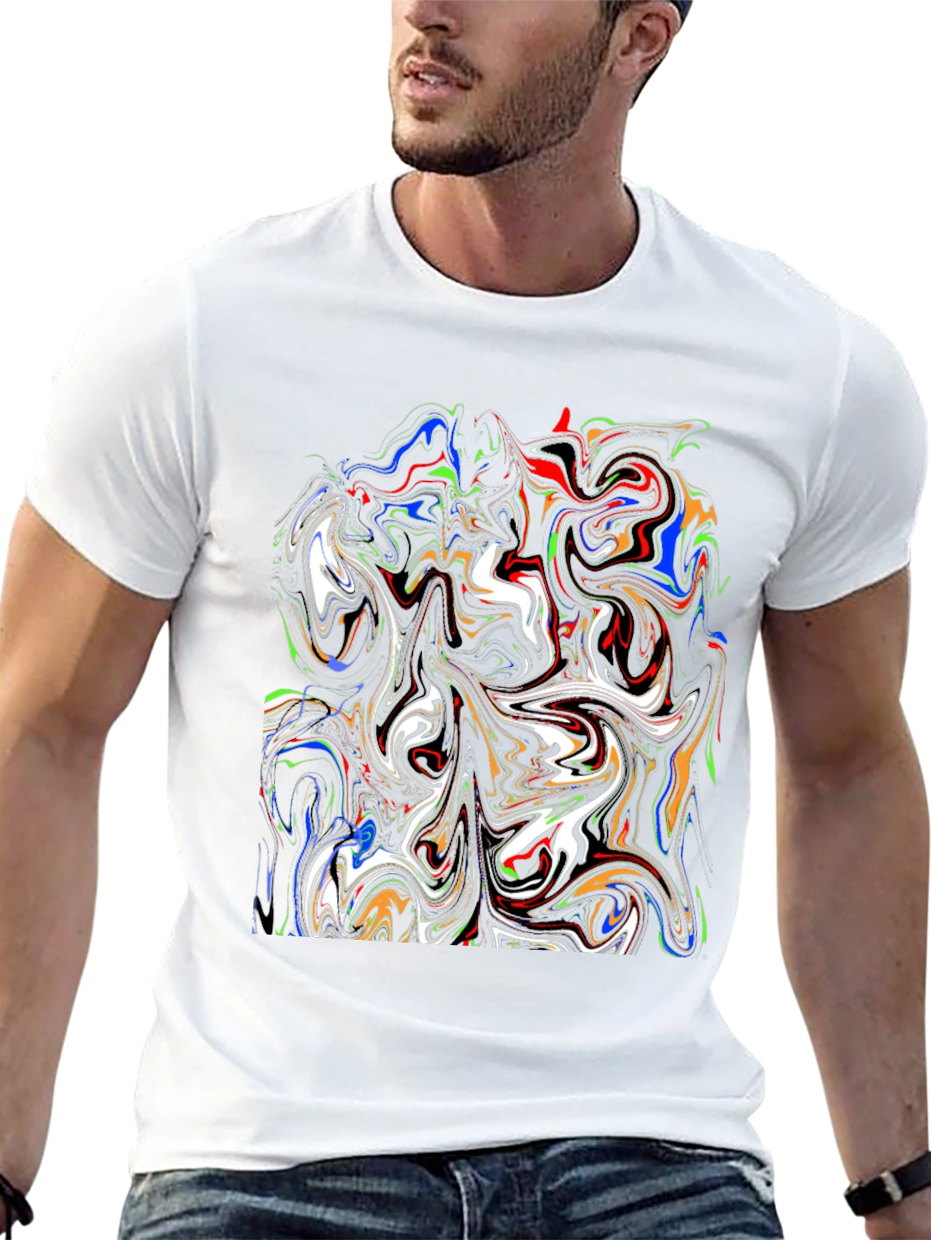 Abstract Swirl Art Black T-Shirt