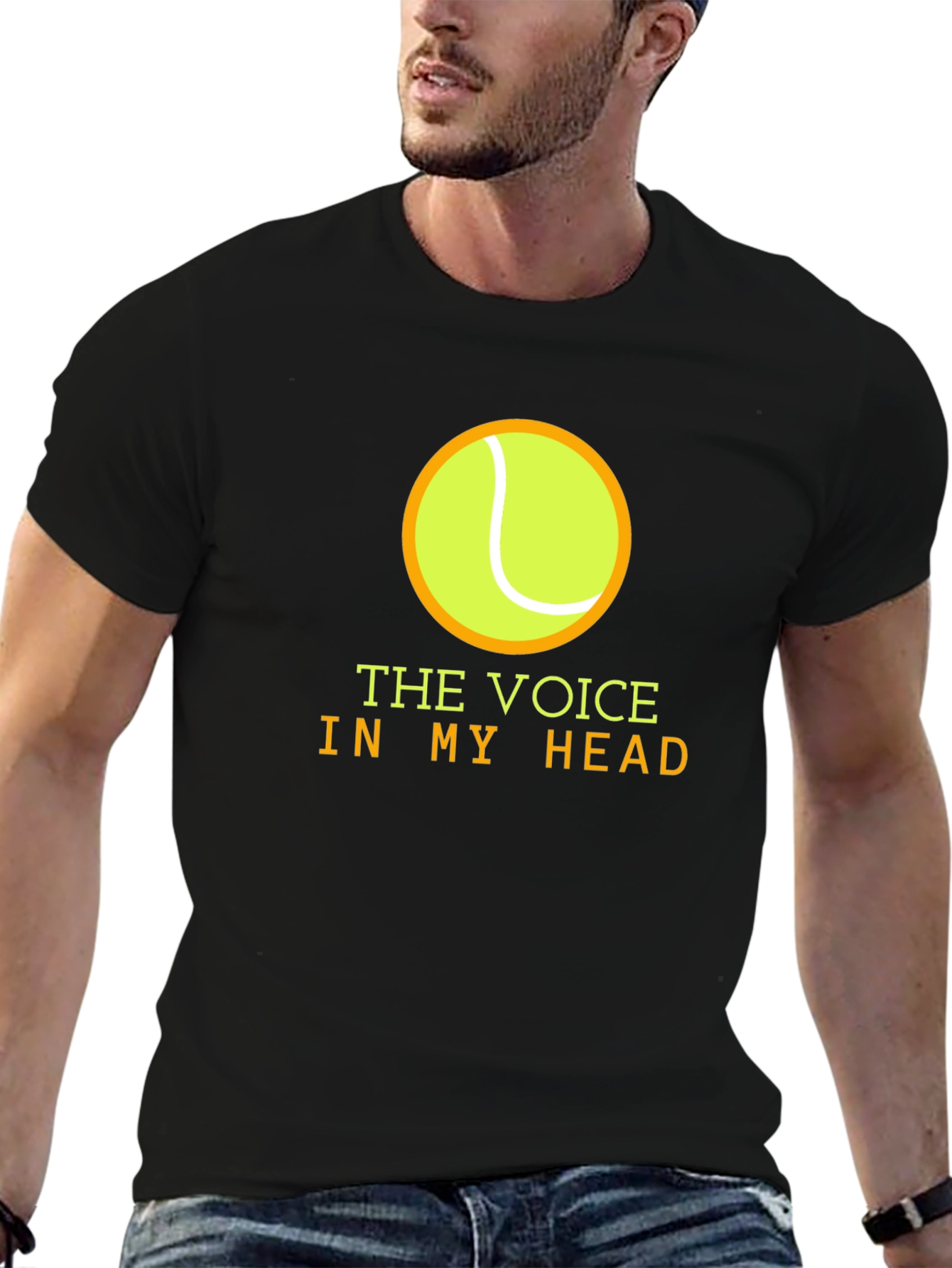Tennis Voice in My Head Black T-Shirt
