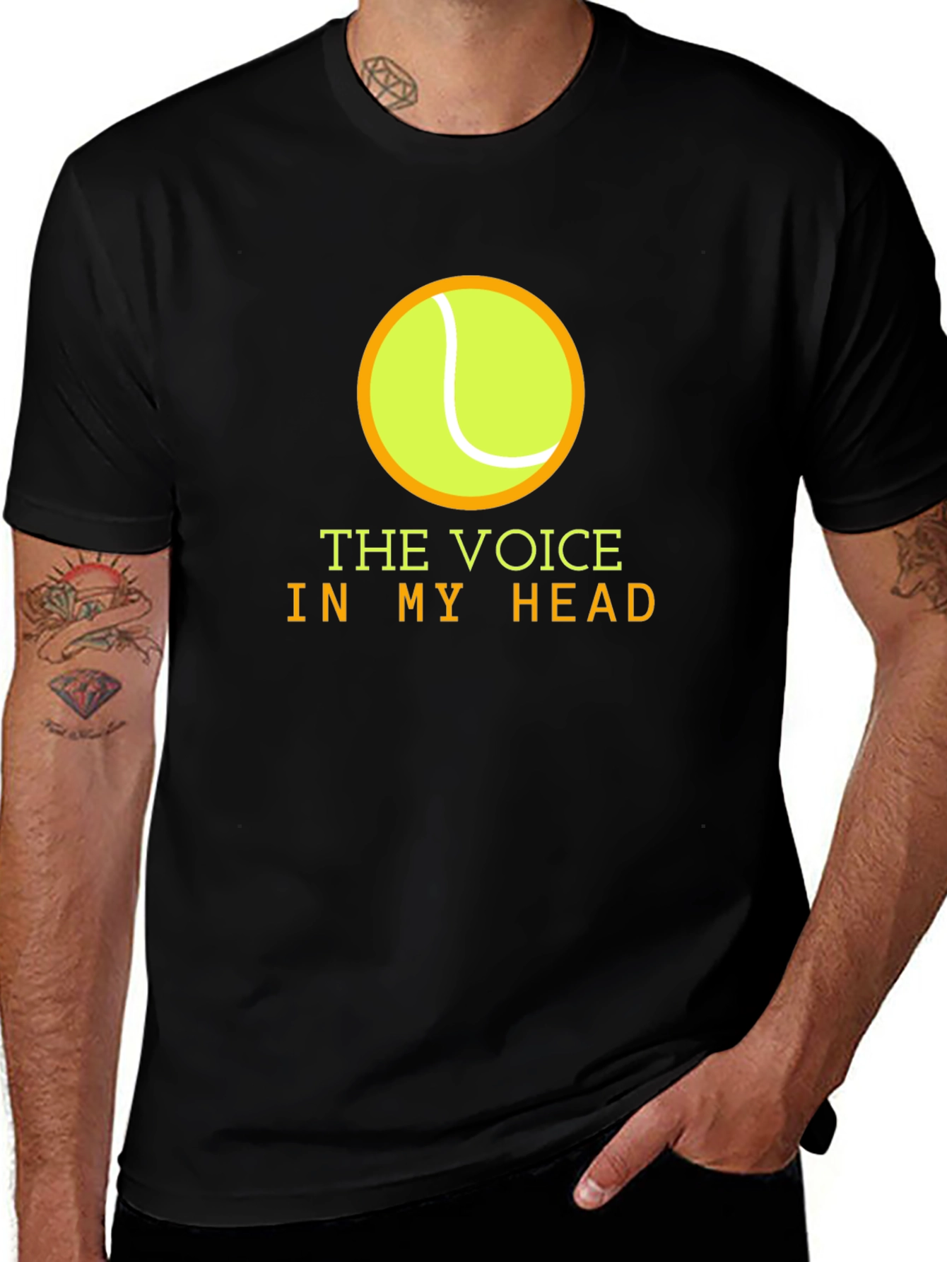 Tennis Voice in My Head Black T-Shirt