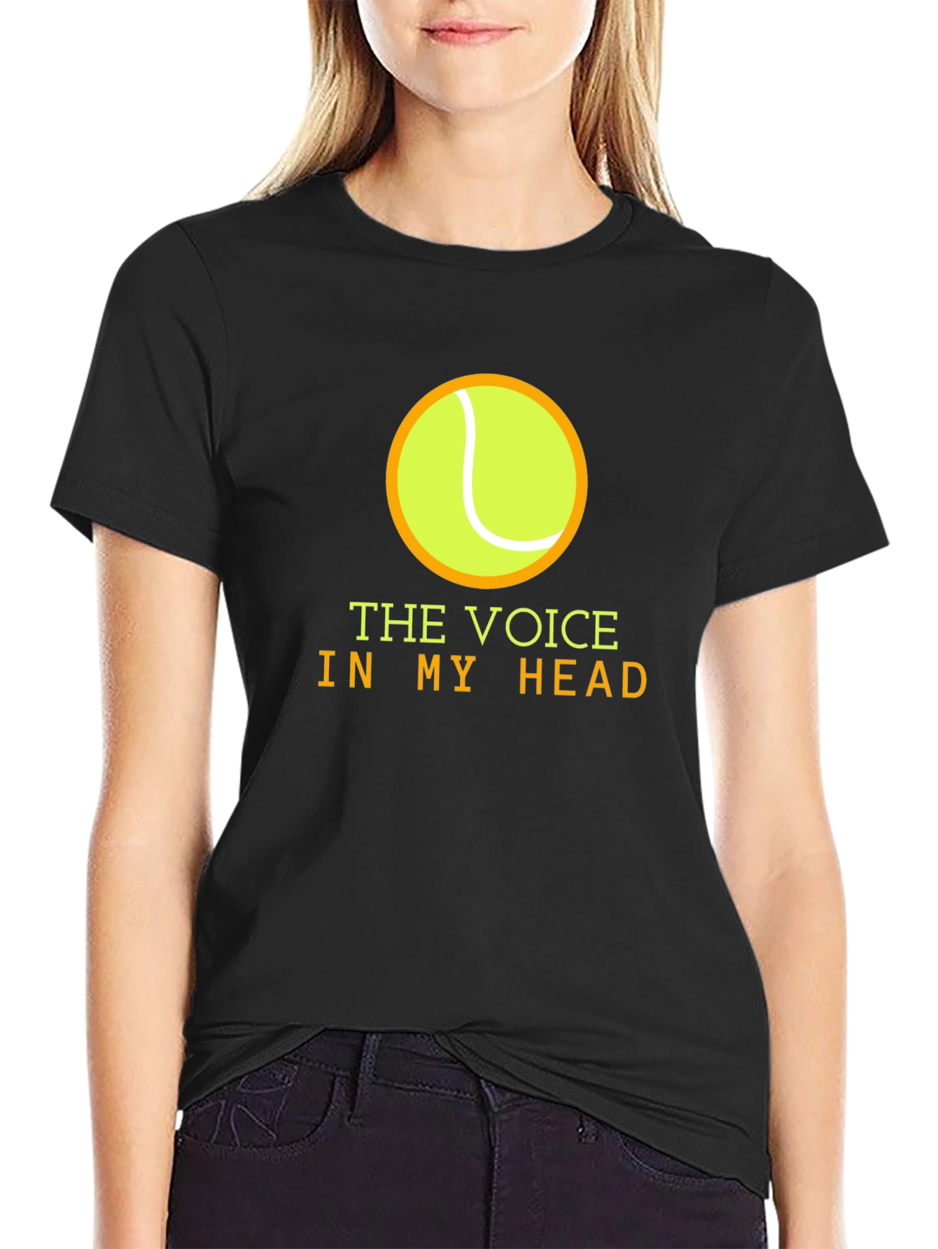 Tennis Voice in My Head Black T-Shirt
