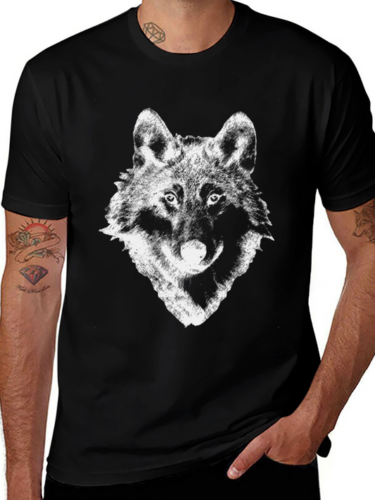 Black Wolf Graphic Tee - Mens Short Sleeve Crew Neck T-Shirt