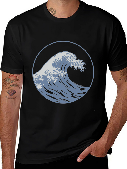 Wave Design Black T-Shirt