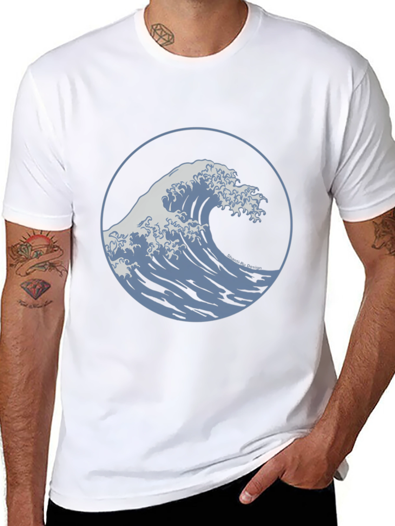 Wave Design Black T-Shirt