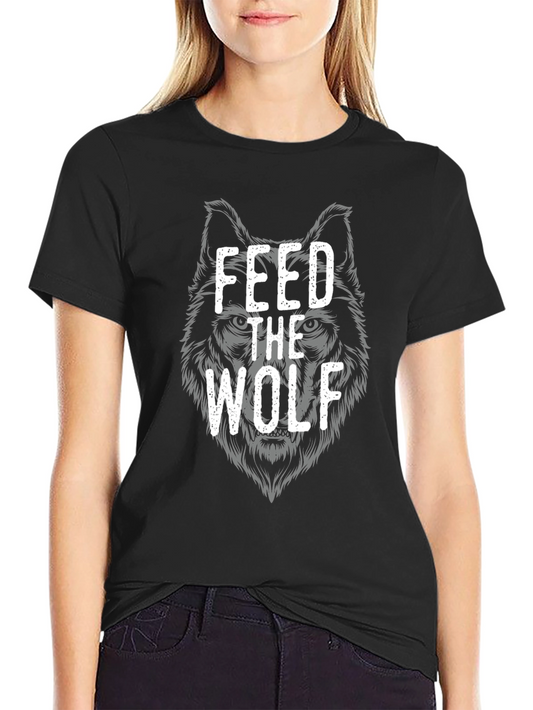 Feed The Wolf Graphic Tee - Black Cotton T-Shirt