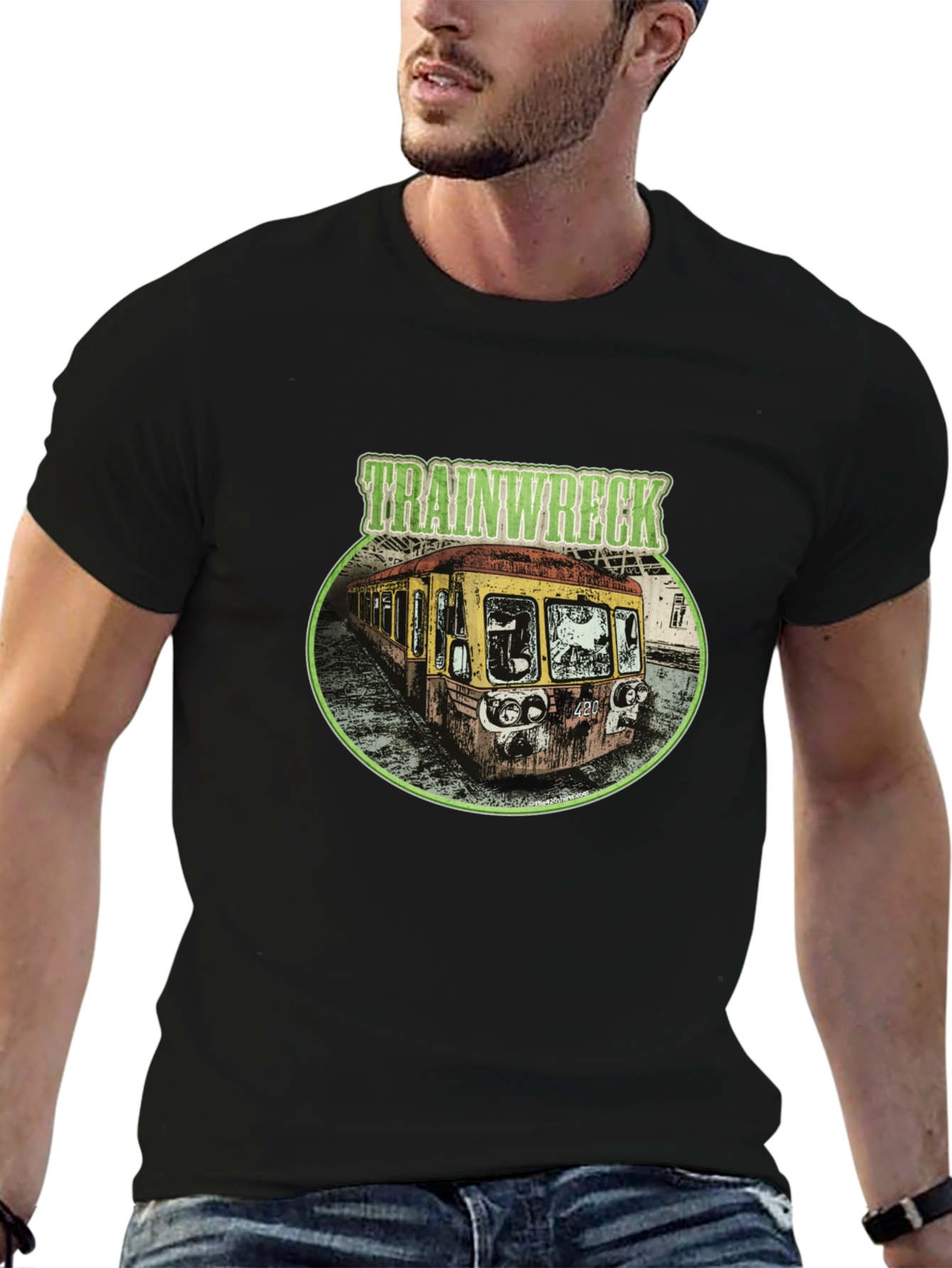 Trainwreck Graphic T-Shirt - Distressed Subway Car Tee