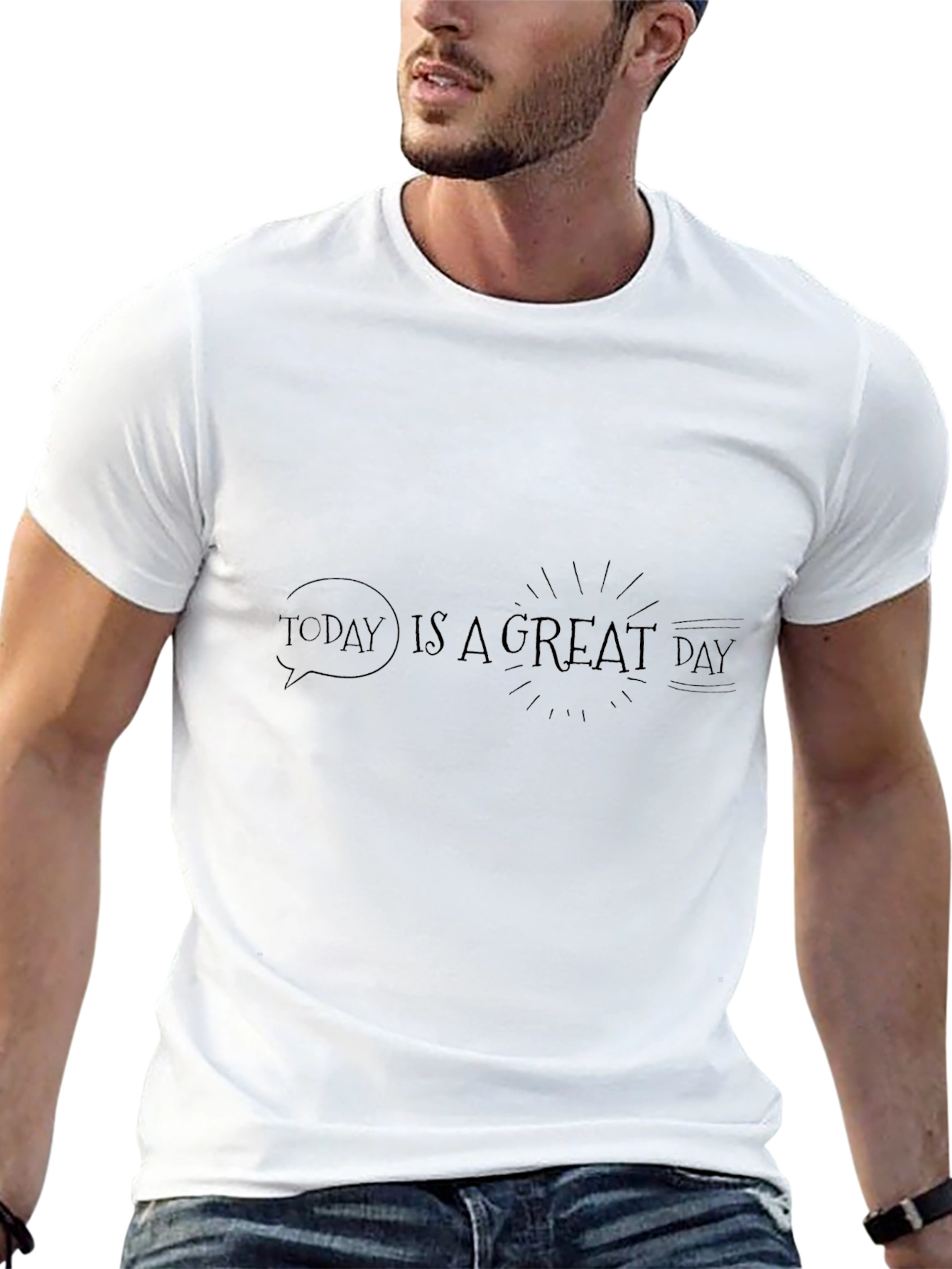 Today Is A Great Day Graphic Tee - Black