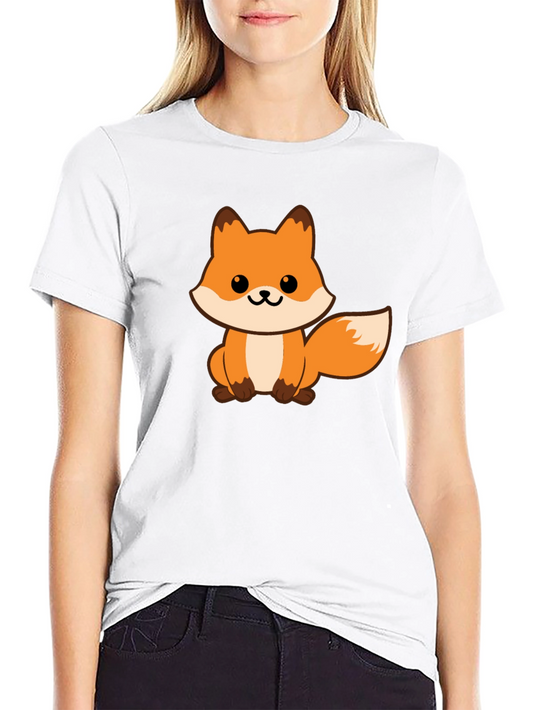Cute Fox Graphic Black T-Shirt