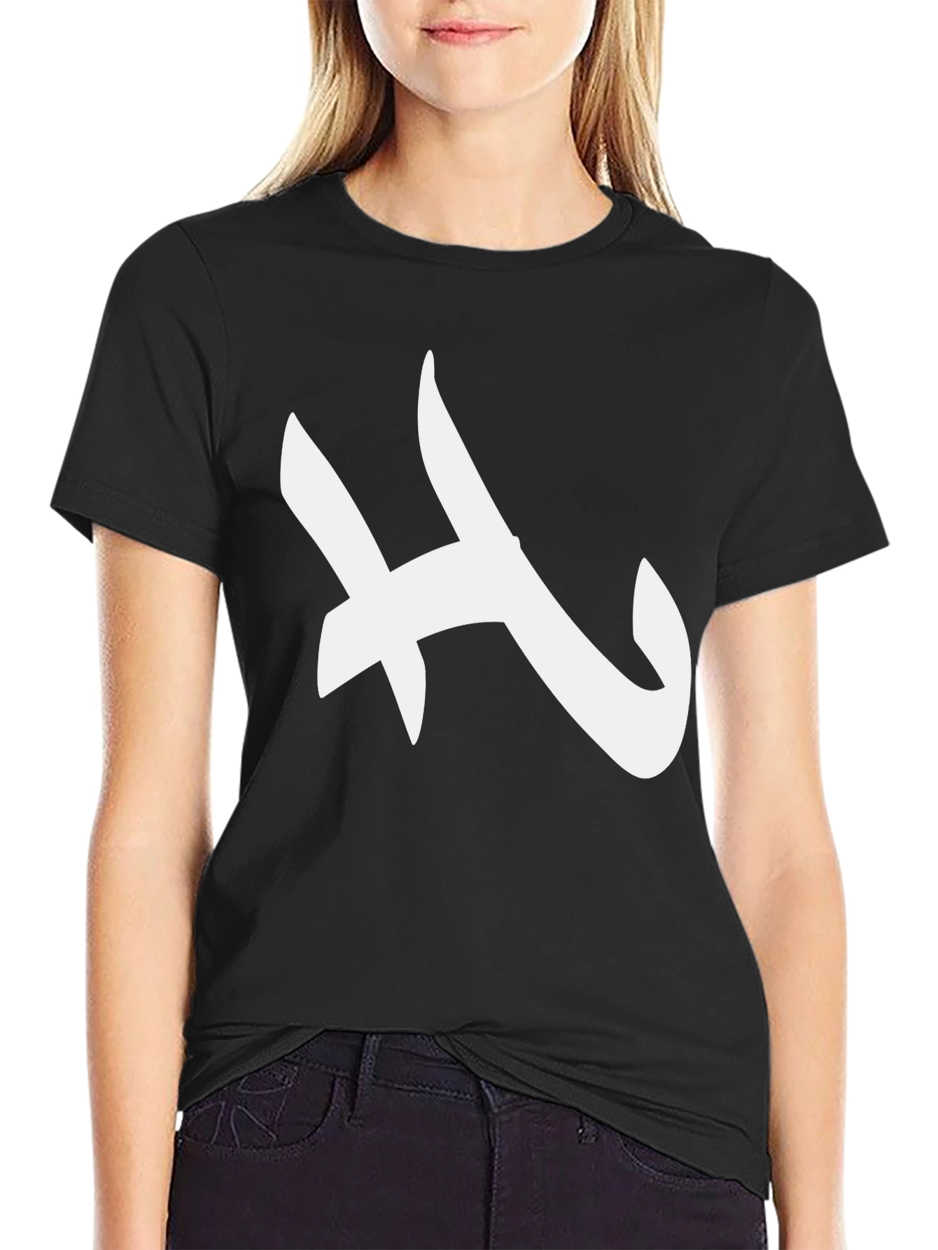 Modern White Abstract Graphic Black Tee