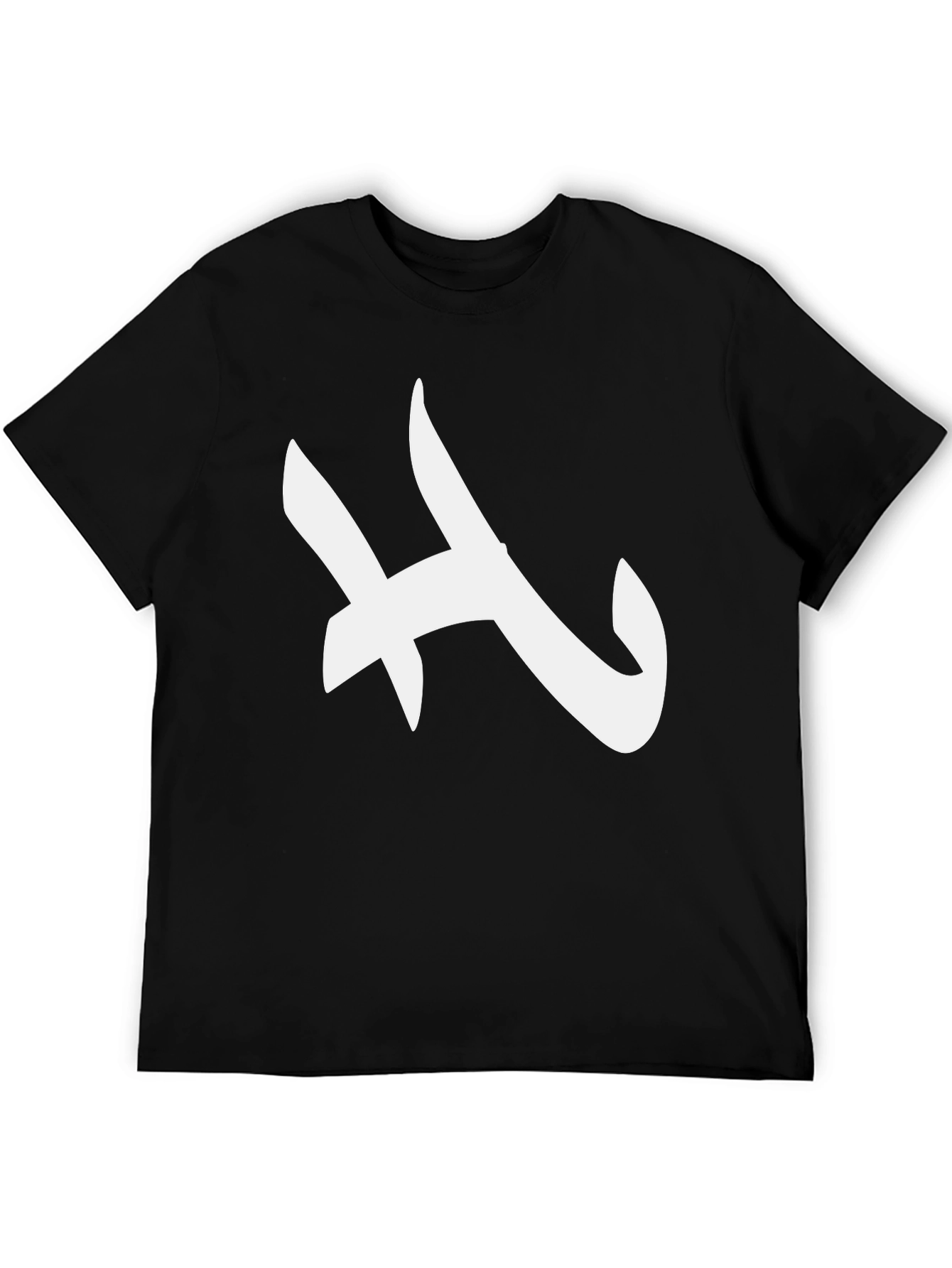 Modern White Abstract Graphic Black Tee