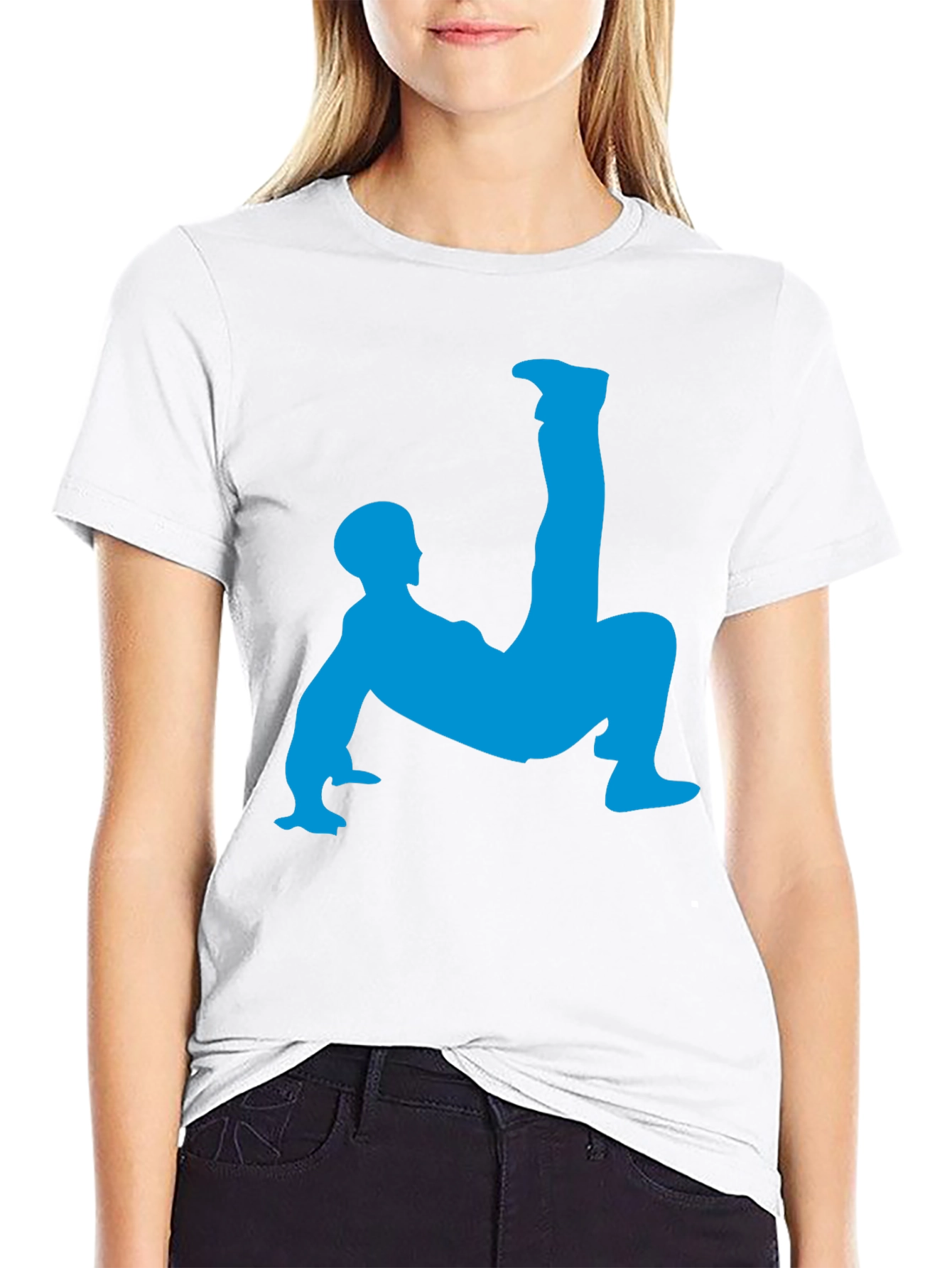Unique Black T-Shirt with Blue Acrobat Design