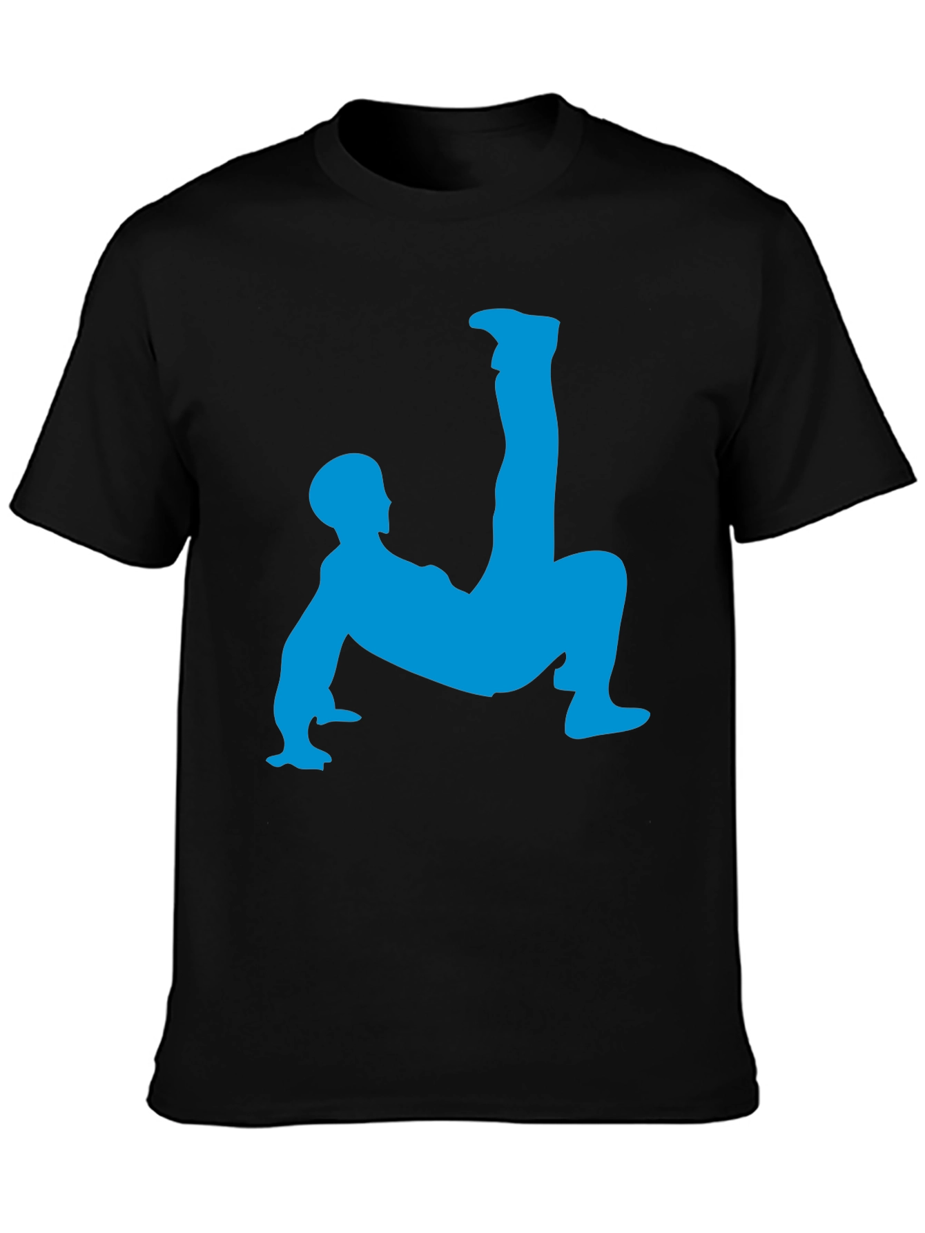 Unique Black T-Shirt with Blue Acrobat Design