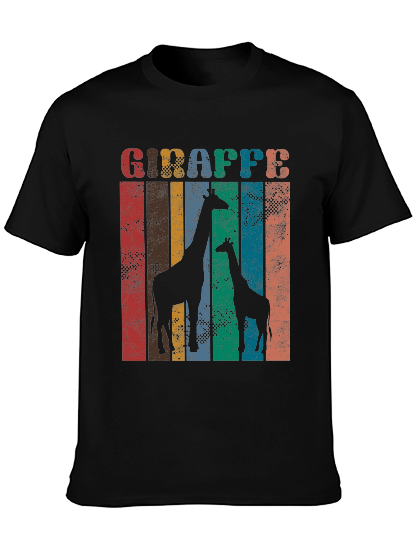 Retro Giraffe Graphic Print T-Shirt