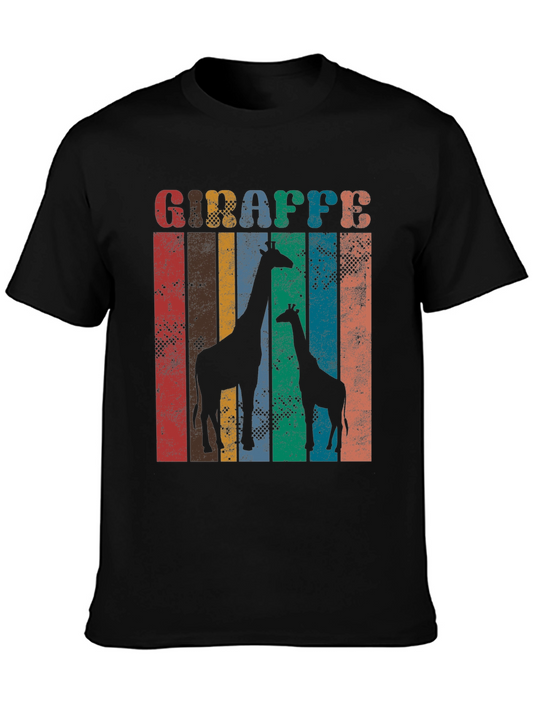 Retro Giraffe Graphic Print T-Shirt