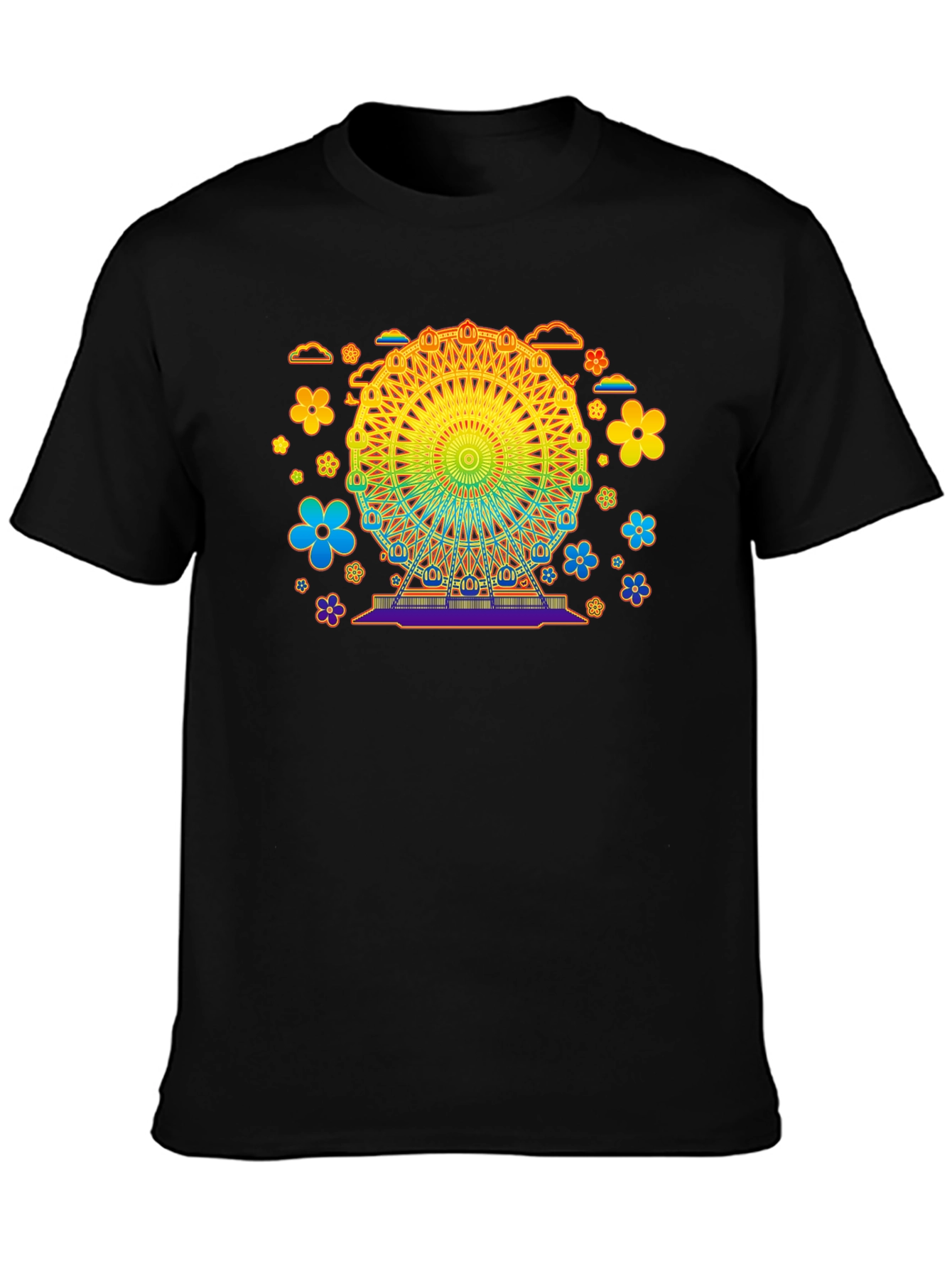 Rainbow Ferris Wheel Graphic Tee - Black
